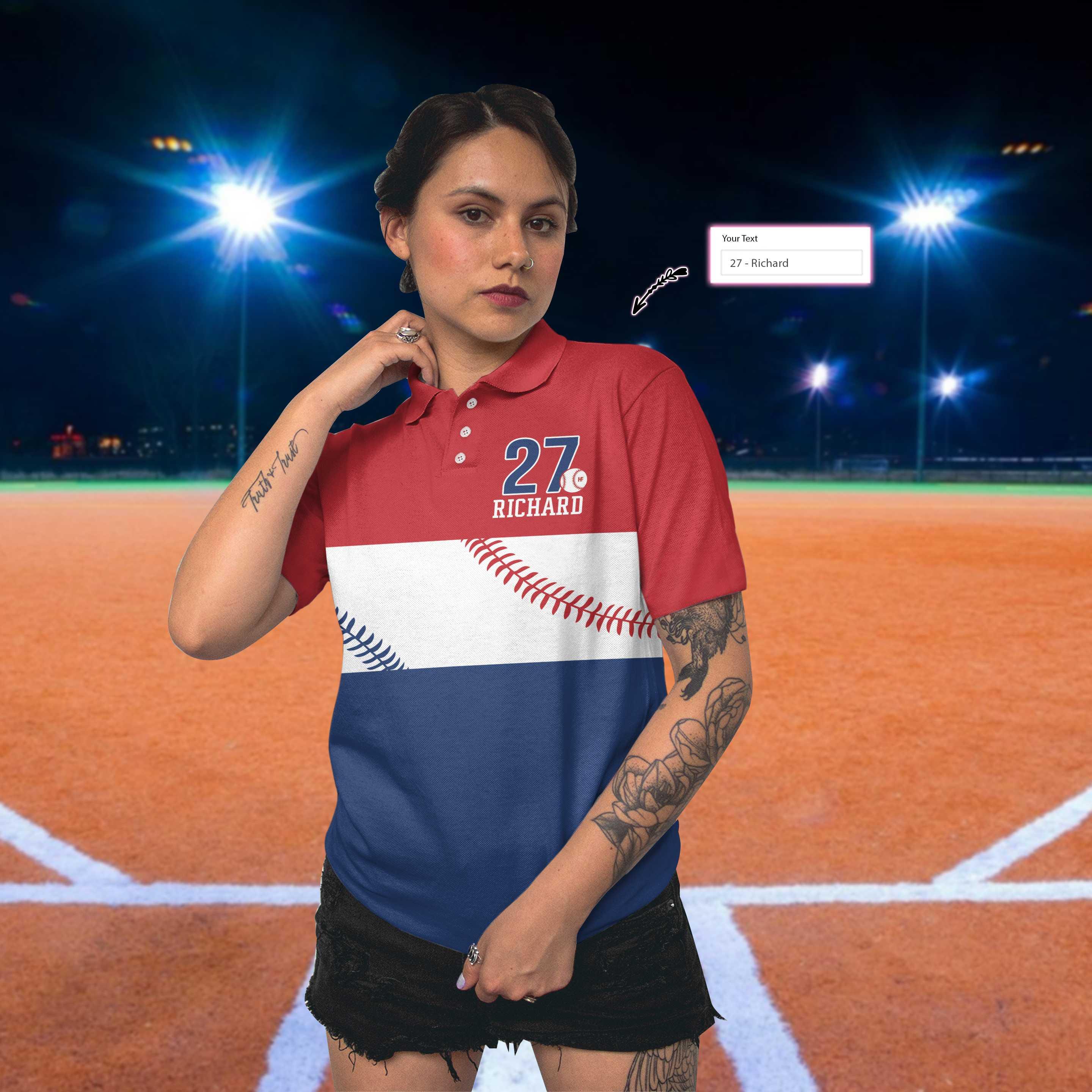 Baseball Customized Name Women Polo Shirt, Best Personalized Gift Idea For Ladies - Best Gift For Baseball Lovers, Baseball Players - Image 6