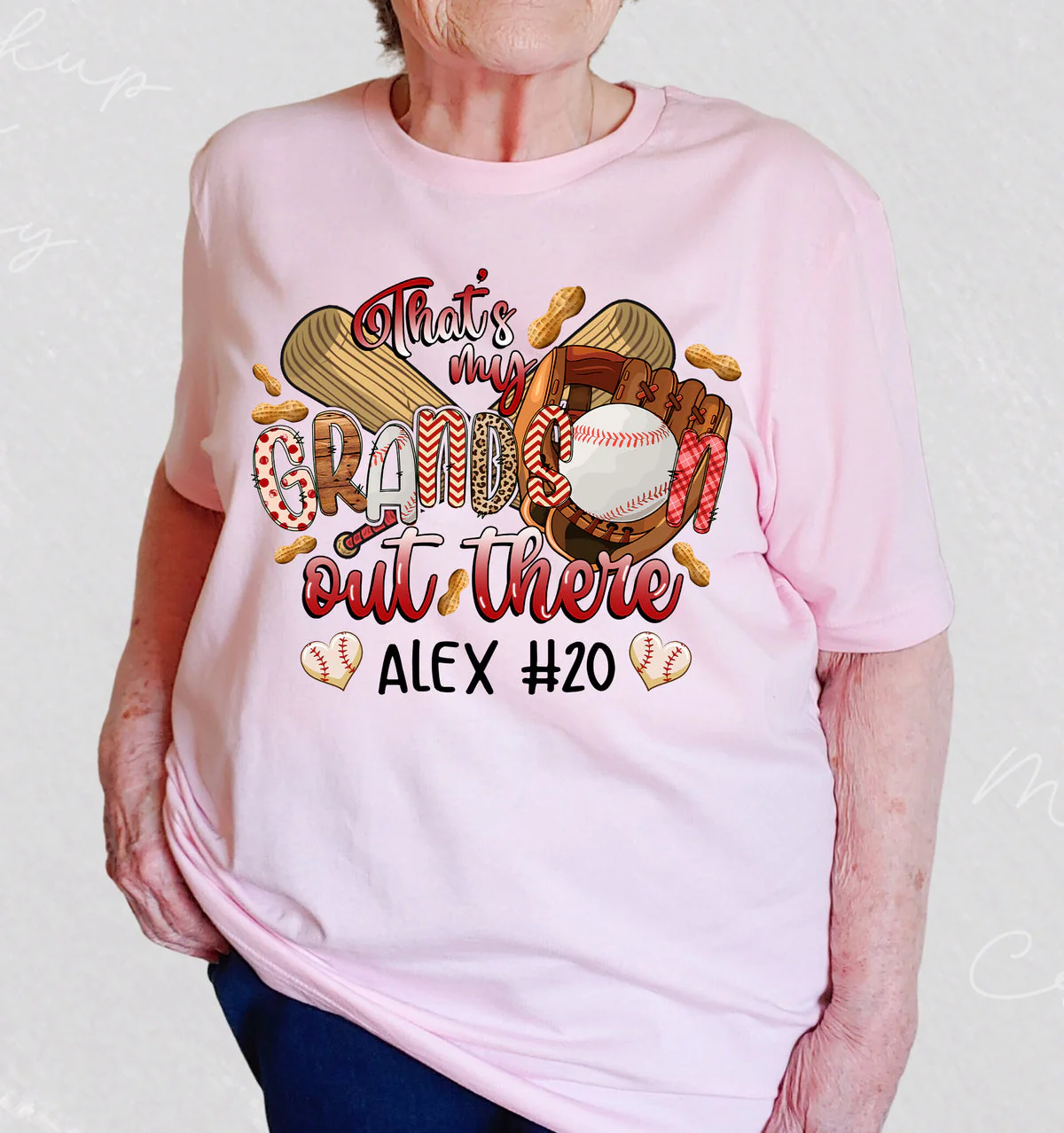 Baseball Grandma Shirt Customized Kid Name And Number That's My Grandson Out There, Perfect Outfit For Grandma, Nana, Granny, GiGi - Image 2