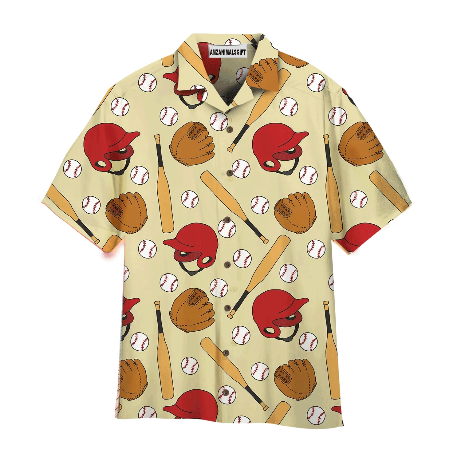 Baseball Hawaiian Shirt, Baseball Doodle Yellow Aloha Hawaiian Shirt For Men & Woman, Perfect Gift For Baseball Lovers - Image 2