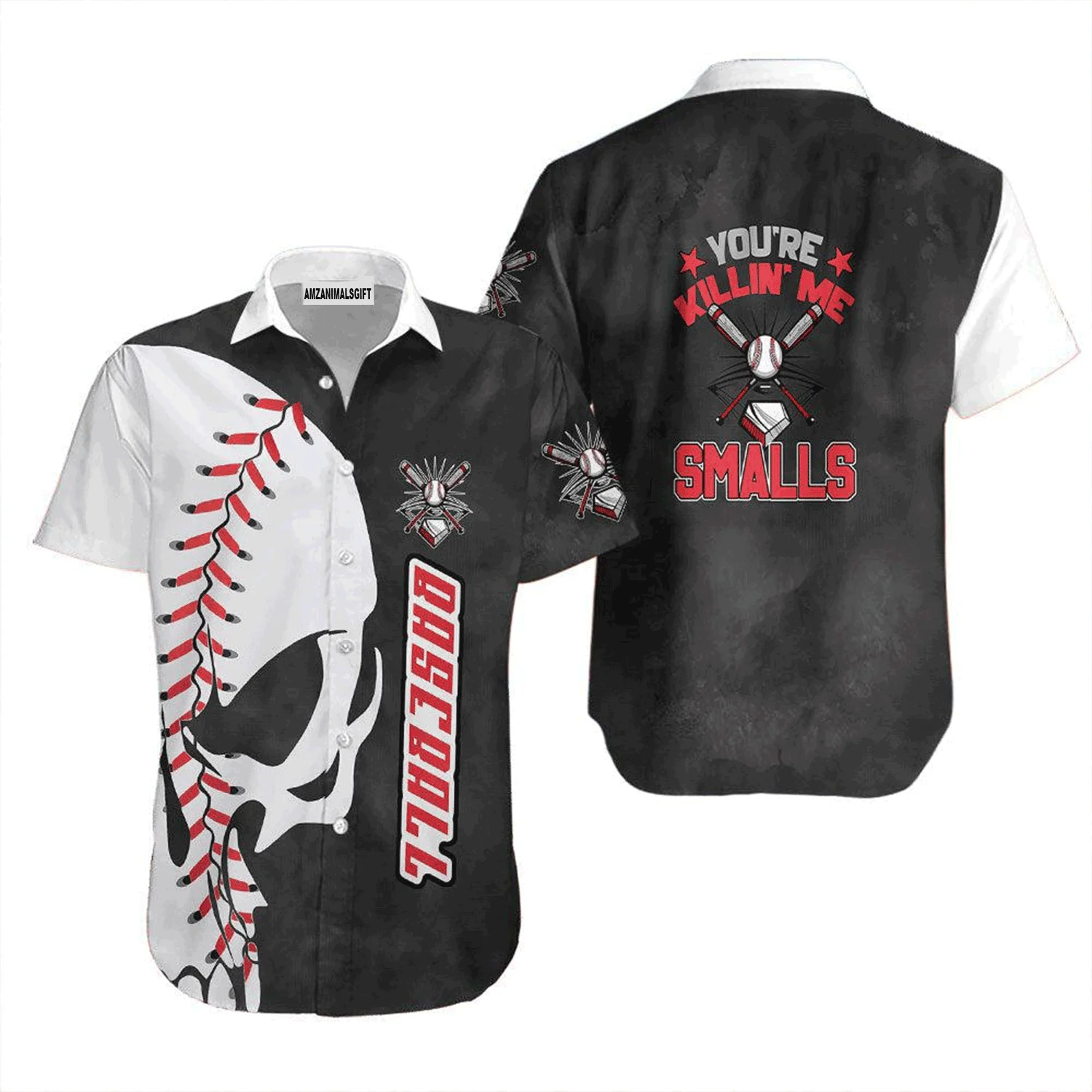 Baseball Hawaiian Shirt, You're Killin'me Smalls Skull Hawaiian Shirt For Men & Woman, Perfect Gift For Baseball Lovers - Image 2