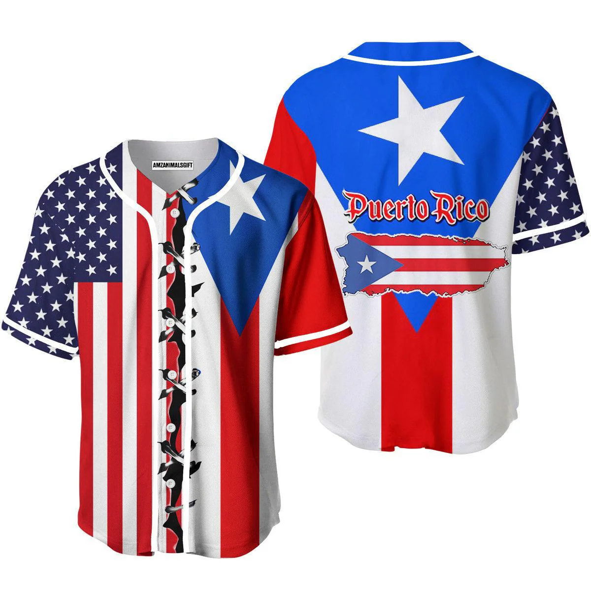 Baseball Jerseys, Puerto Rico Flag Baseball Jerseys For Men And Women - Perfect Gift For Friend, Family