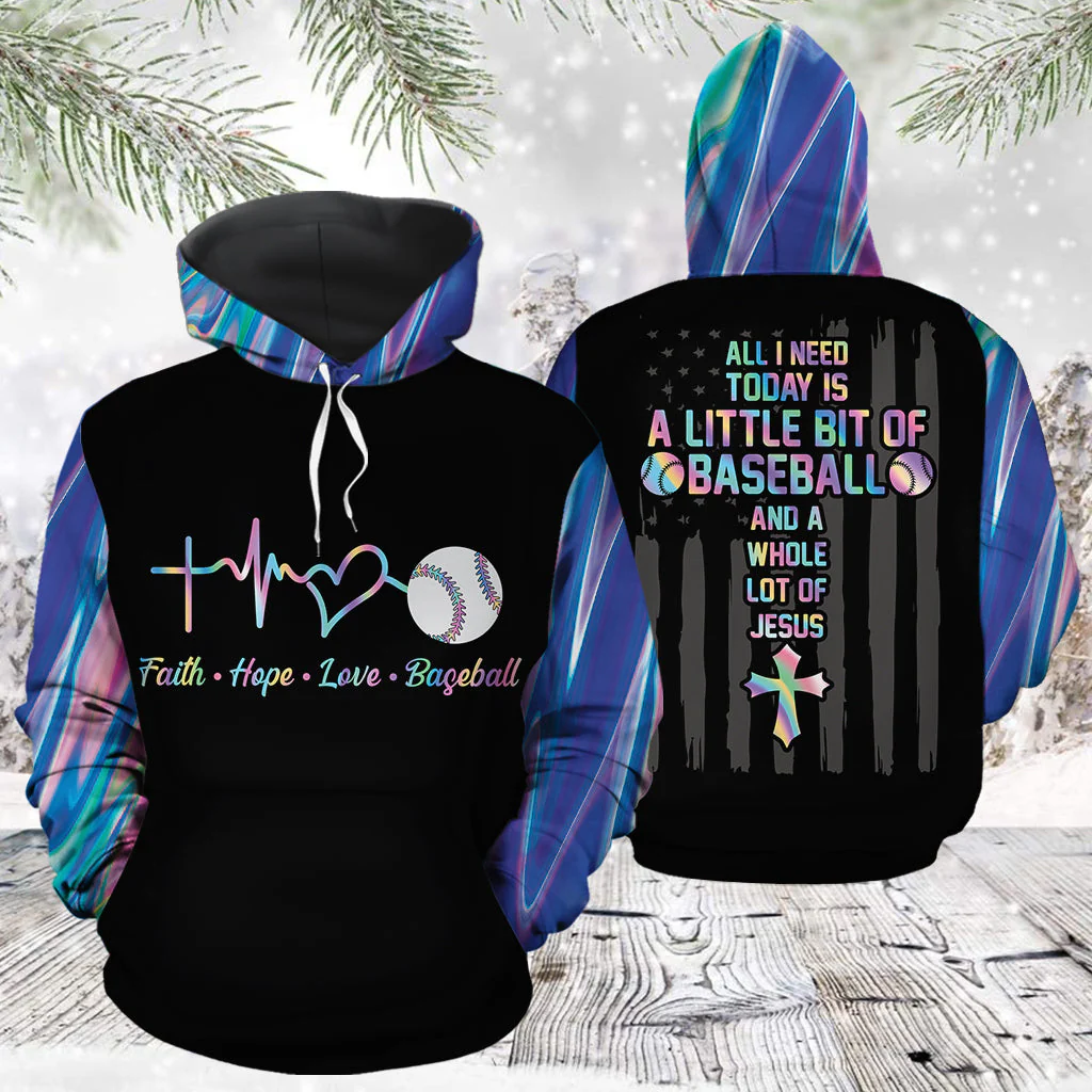 Baseball Patriotic Pullover Premium Hoodie Baseball Faith Hope Love, Perfect Outfit For Men And Women On Christmas New Year Autumn Winter - Image 3