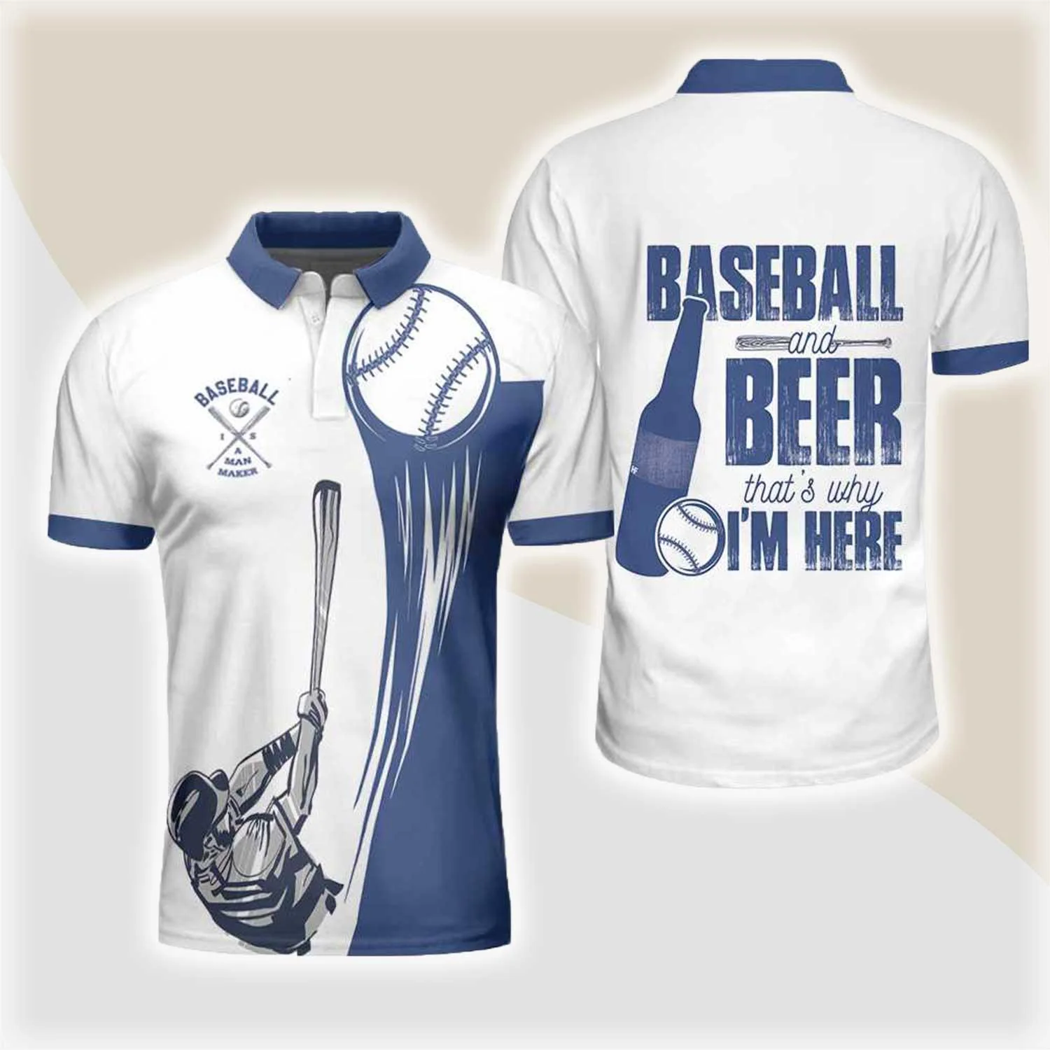Baseball Men Polo Shirt, Baseball And Beer That's Why I'm Here Shirt For Men, Home Run Polo Shirt - Gift For Baseball Lovers, Beer Lovers