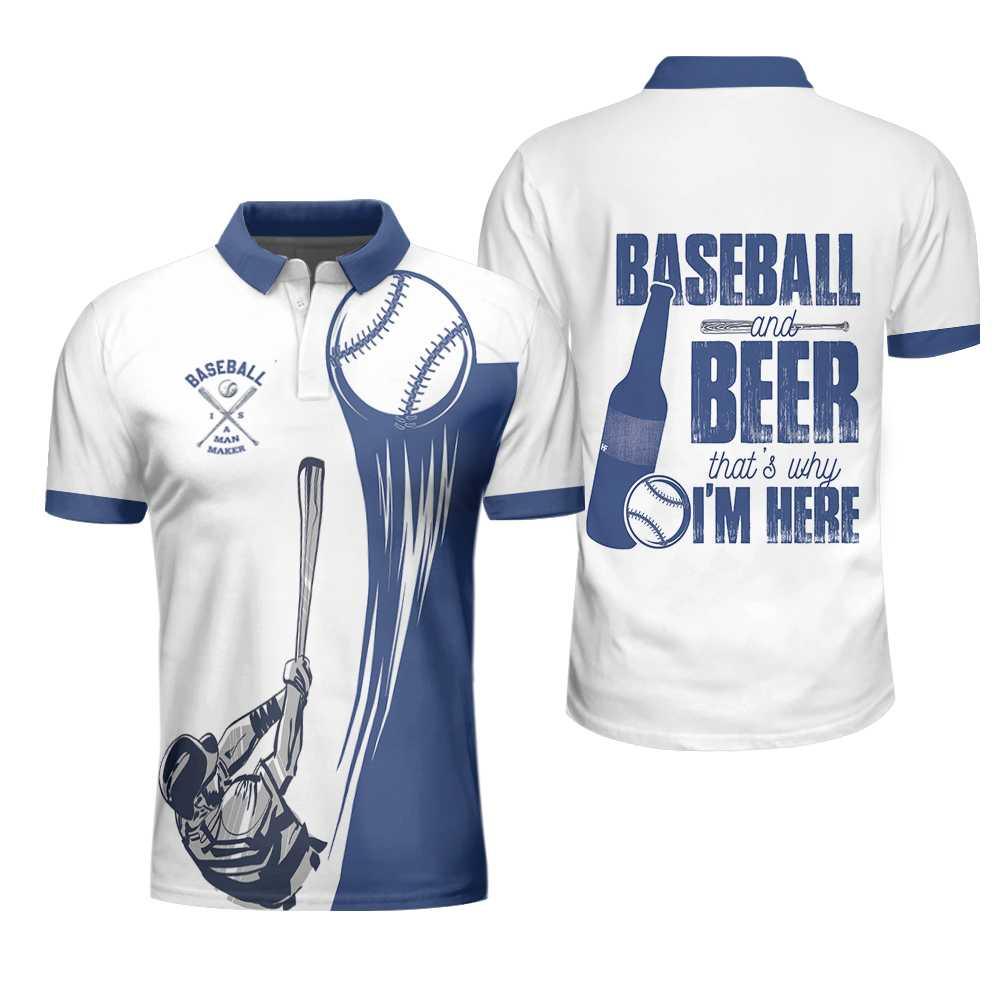 Baseball Men Polo Shirt, Baseball And Beer That's Why I'm Here Shirt For Men, Home Run Polo Shirt - Gift For Baseball Lovers, Beer Lovers - Image 2