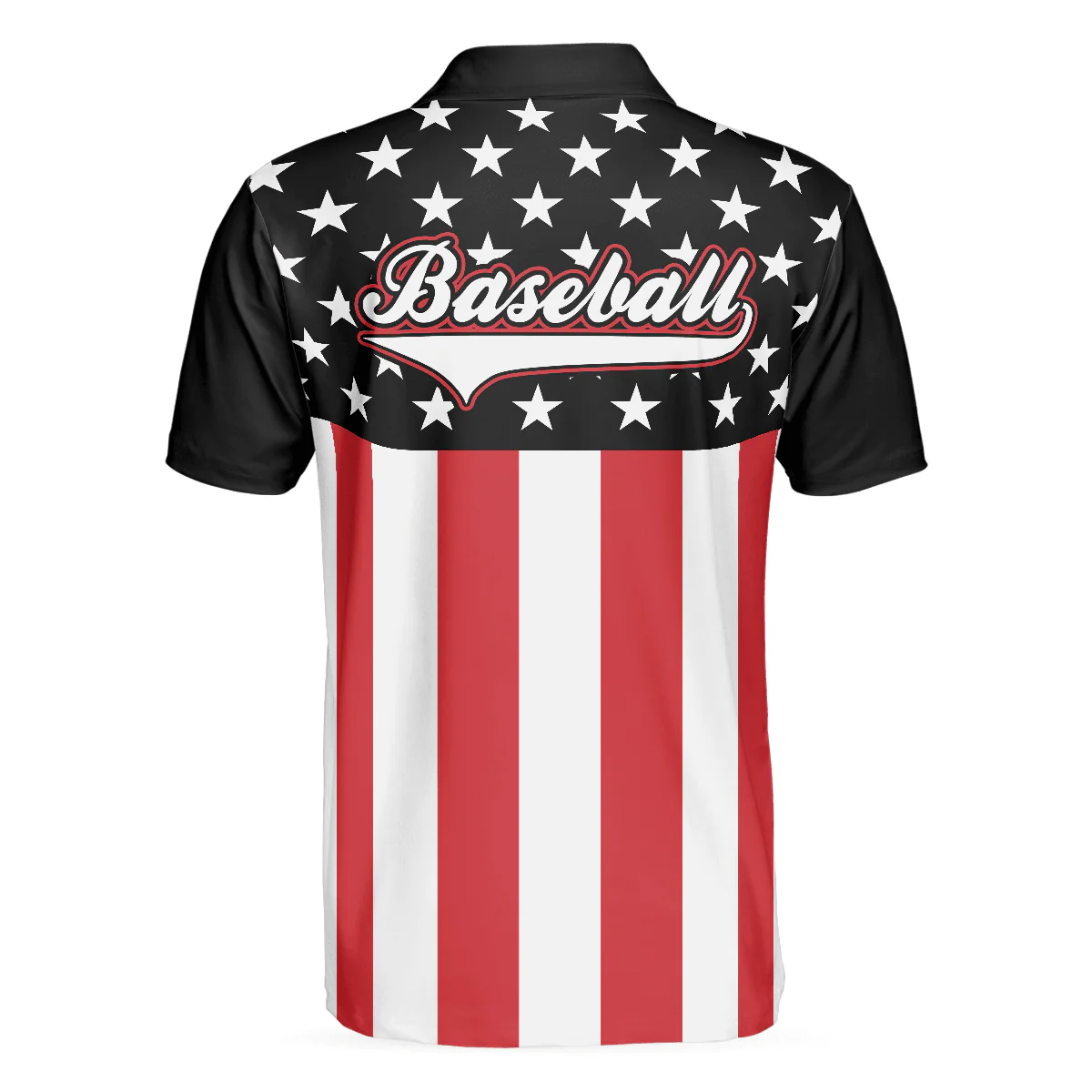 Baseball Men Polo Shirt, Baseball Hit Hard Run Fast, Black Theme American Flag Polo Shirt, Best Baseball Shirt For Men, Gift For Baseball Lovers - Image 3