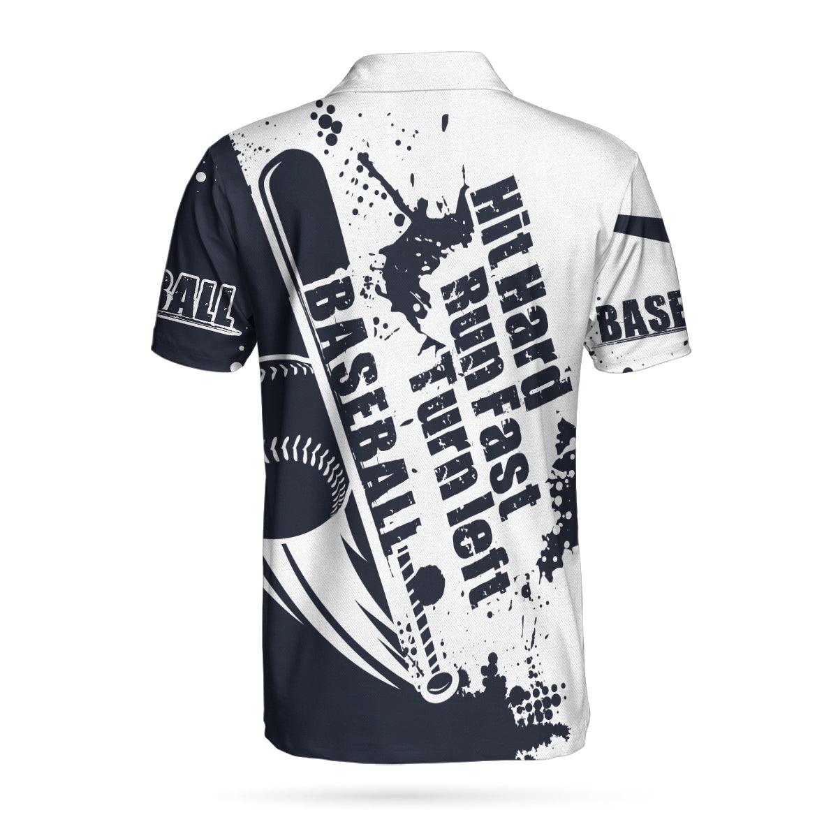 Baseball Men Polo Shirt, Baseball Lover Hit Hard Run Fast Turn Left, Wet Paint Baseball Polo Shirt, Best Baseball Shirt For Men, Gift For Baseball Lovers - Image 3