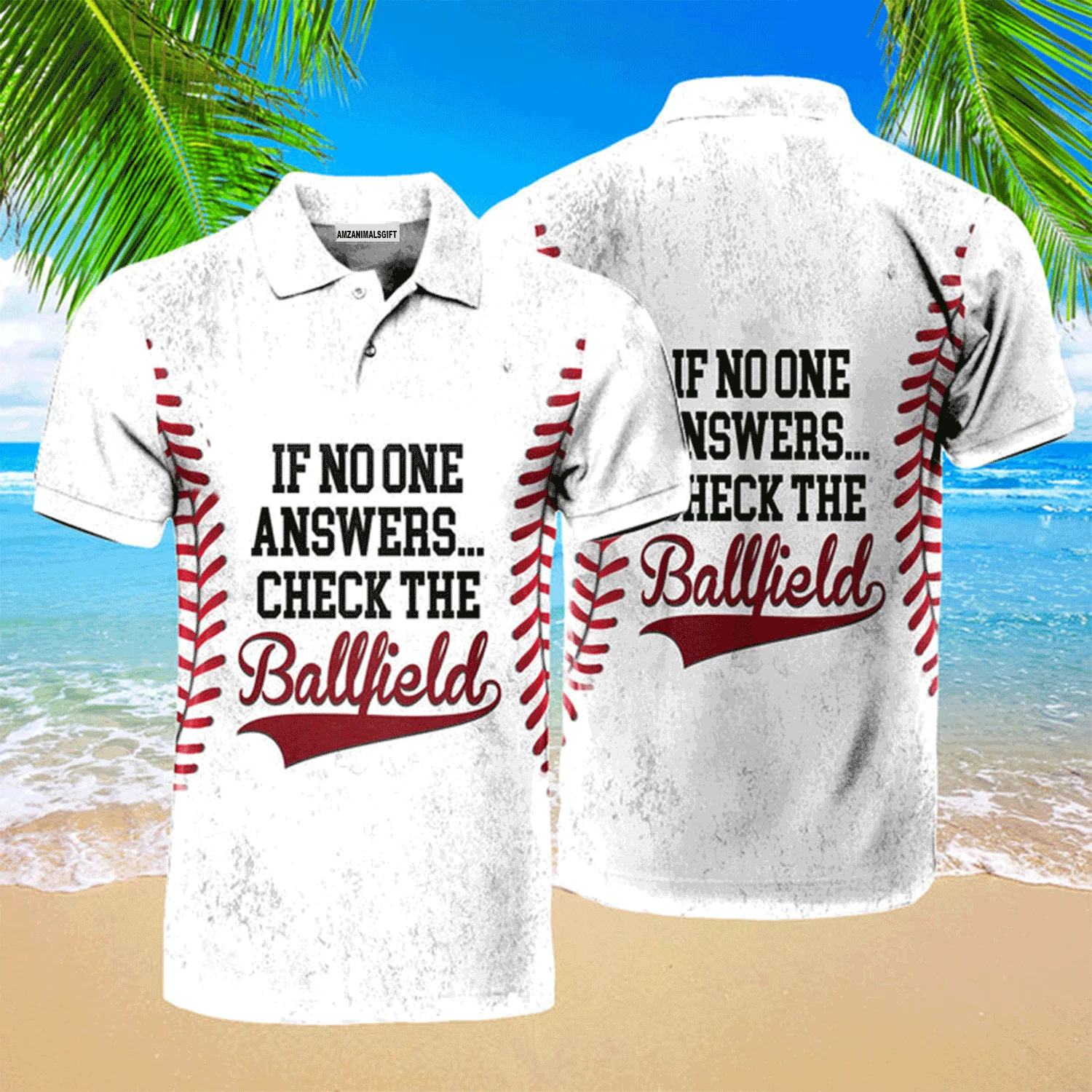 Baseball Men Polo Shirt, If No One Answers Check The Ballfield Baseball Sport Polo Shirt For Men, Perfect Polo Shirt For Baseball Lovers - Image 2