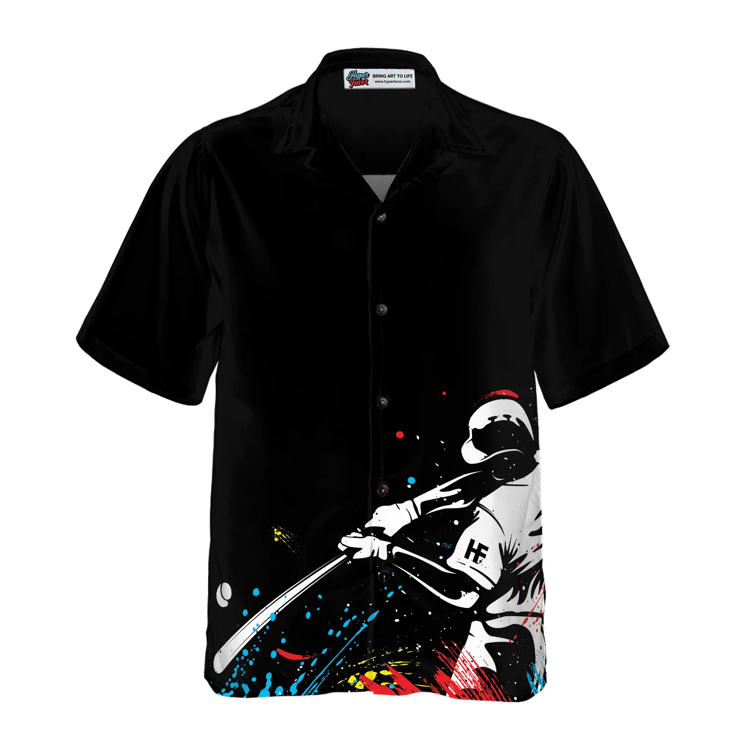 Baseball Players Silhouettes On Paintball Pattern Hawaiian Shirt, Colorful Summer Aloha Shirt For Men Women, Perfect Gift For Friend, Baseball Lovers - Image 4