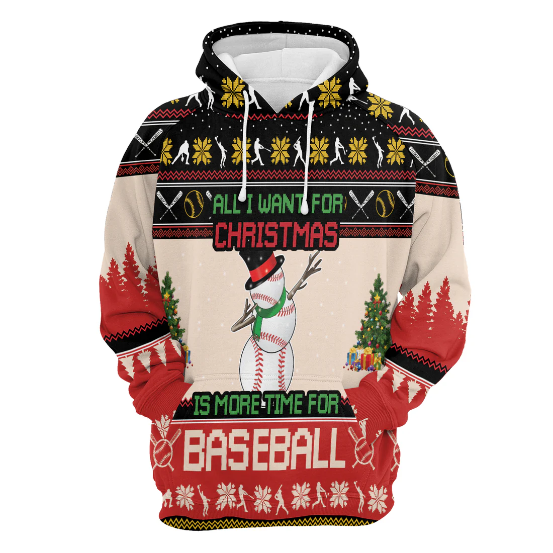 Baseball Premium Christmas Hoodie, All I Want For Christmas Is More Time For Baseball Unisex Hoodie For Men & Women - Perfect Gift For Christmas, Baseball Lovers - Image 4