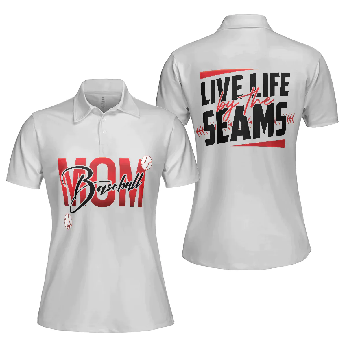 Baseball Women Polo Shirt - Live Life By The Seams Women Polo Shirts - Cool Best Gift For Ladies, Female, Girls, Baseball Lovers - Image 2