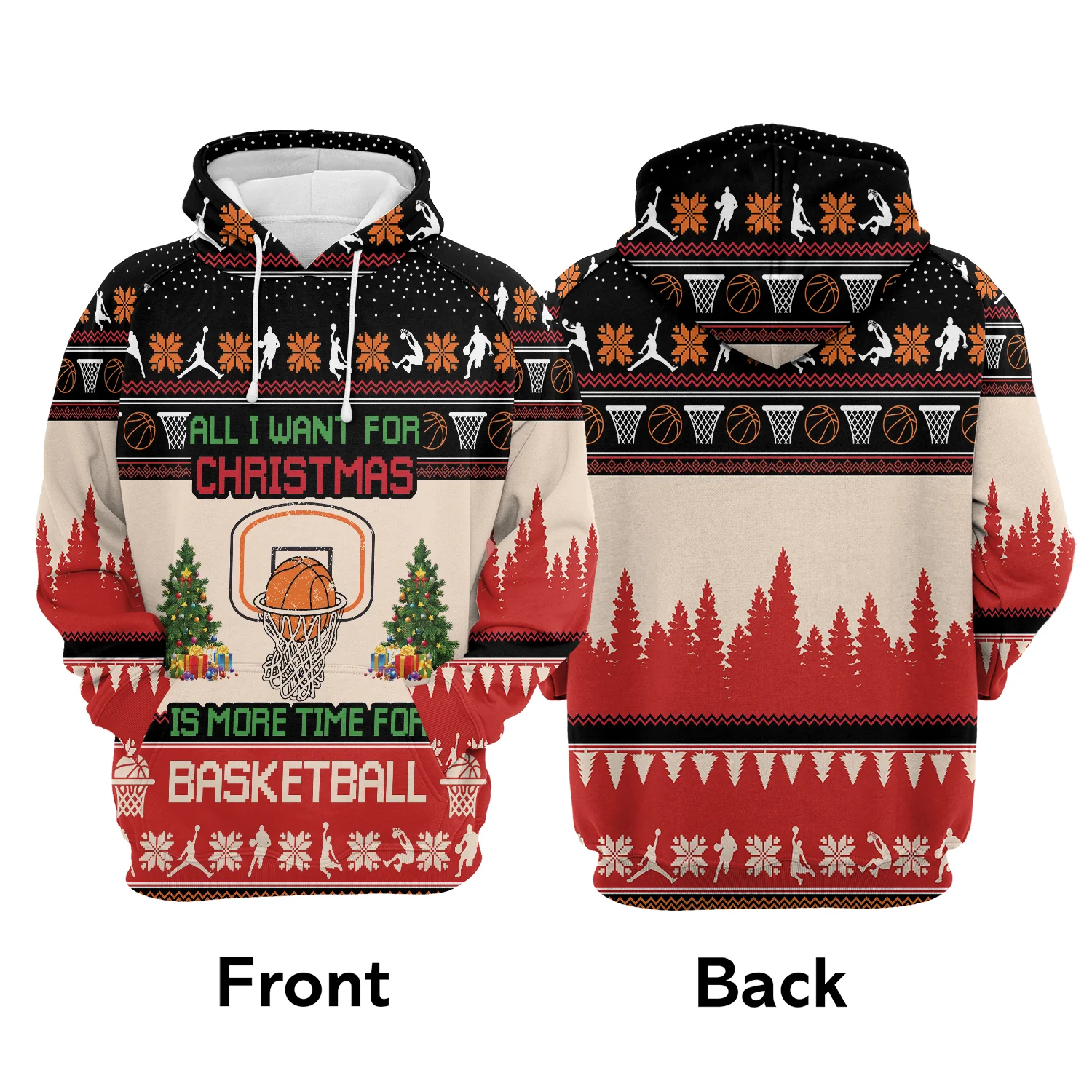 Basketball Is All Christmas Pullover Premium Hoodie, Perfect Outfit For Men And Women On Christmas New Year Autumn Winter - Image 2