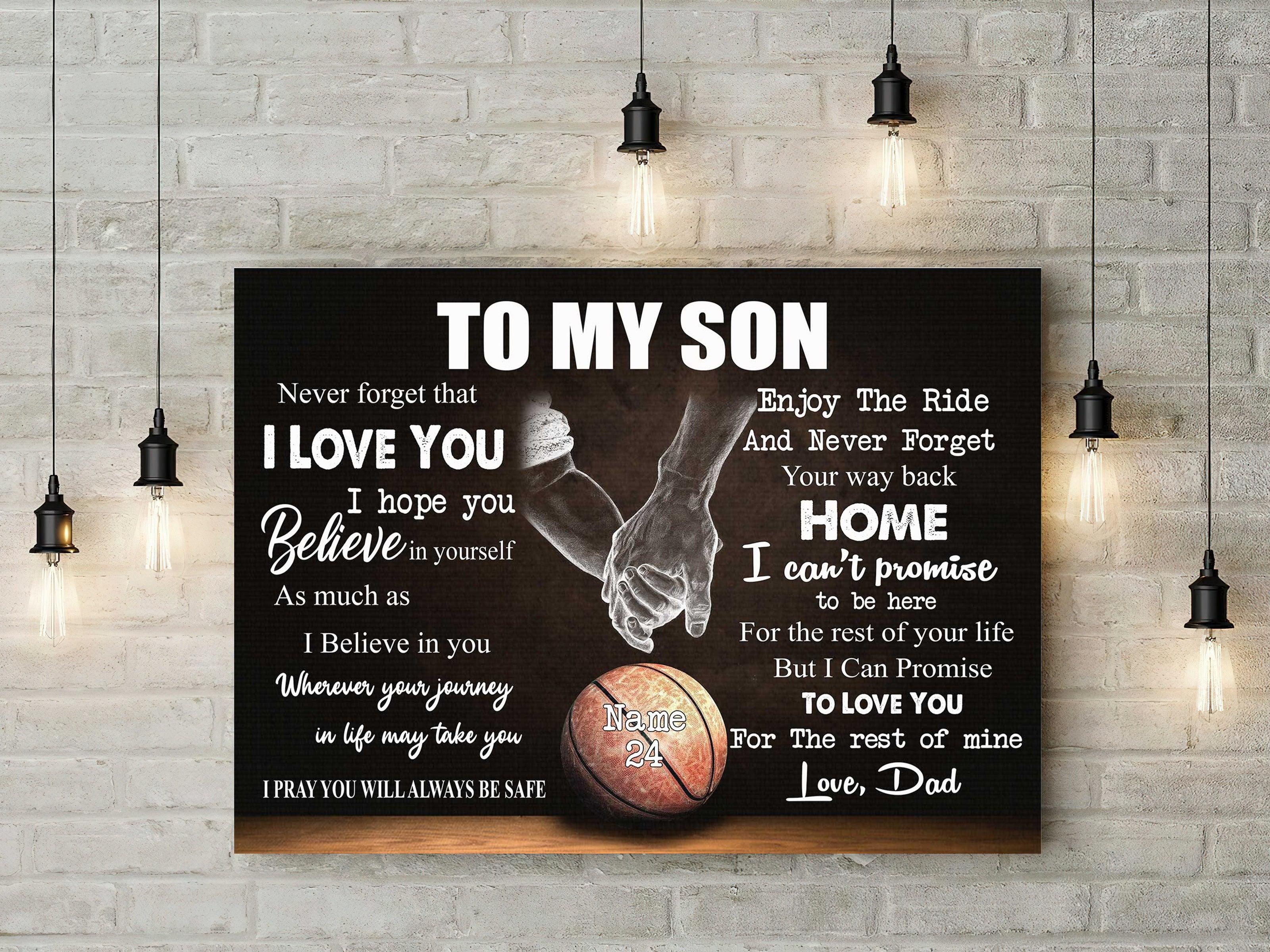 Basketball Landscape Canvas Custom Name And Number - To My Son I hope You Believe In Yourself Premium Wrapped Canvas - Gift For Basketball Players - Image 4