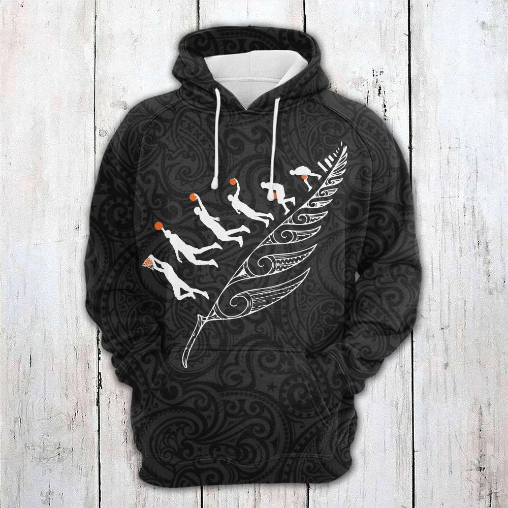Basketball Maori Pattern Pullover Premium Hoodie Outfit For Christmas, New Year Of Basketball Lovers, Friend, Family - Image 2