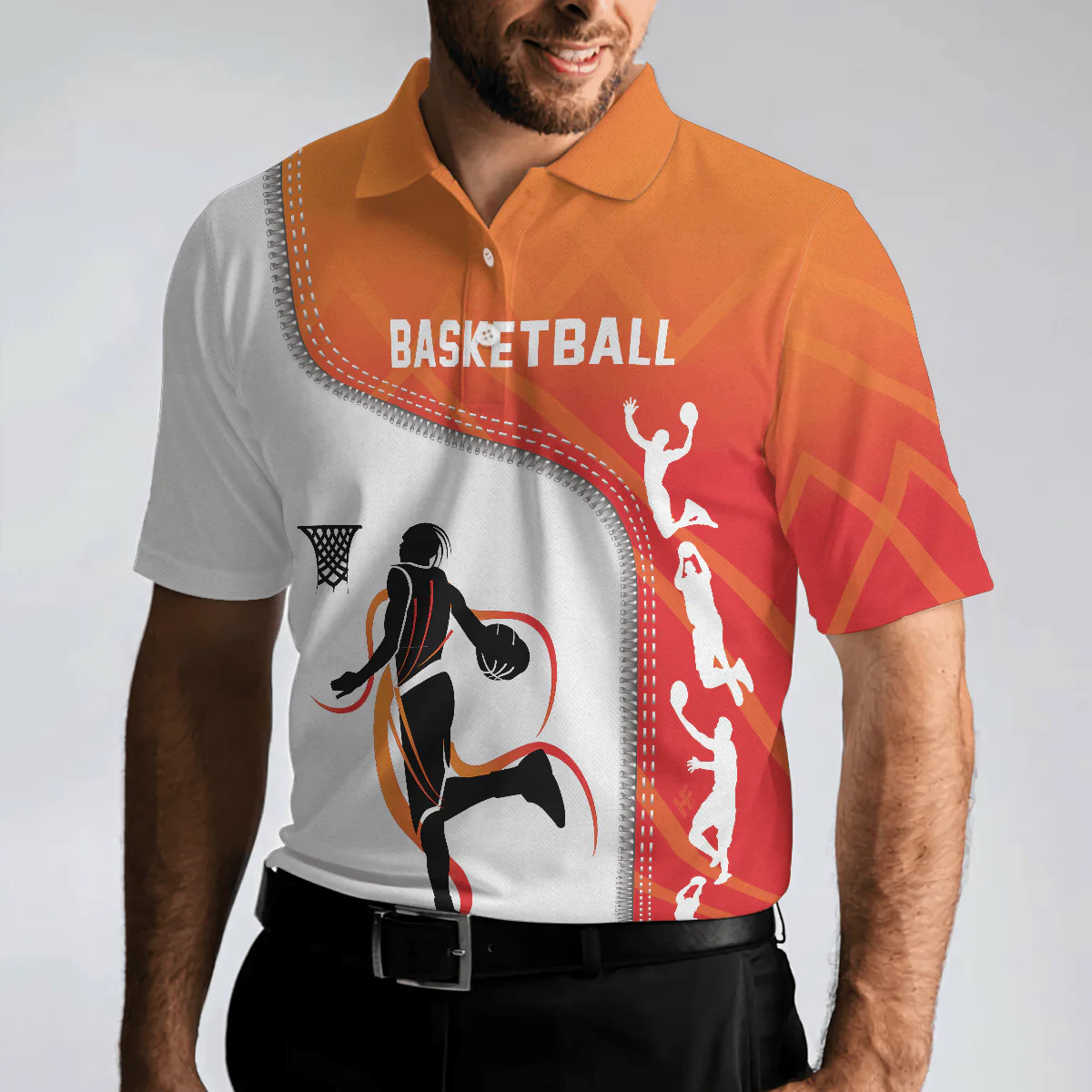 Basketball Men Polo Shirt, Basketball Is Life, White Basketball Themed Shirt For Adults - Gift For Men, Basketball Lovers, Basketball Players - Image 5