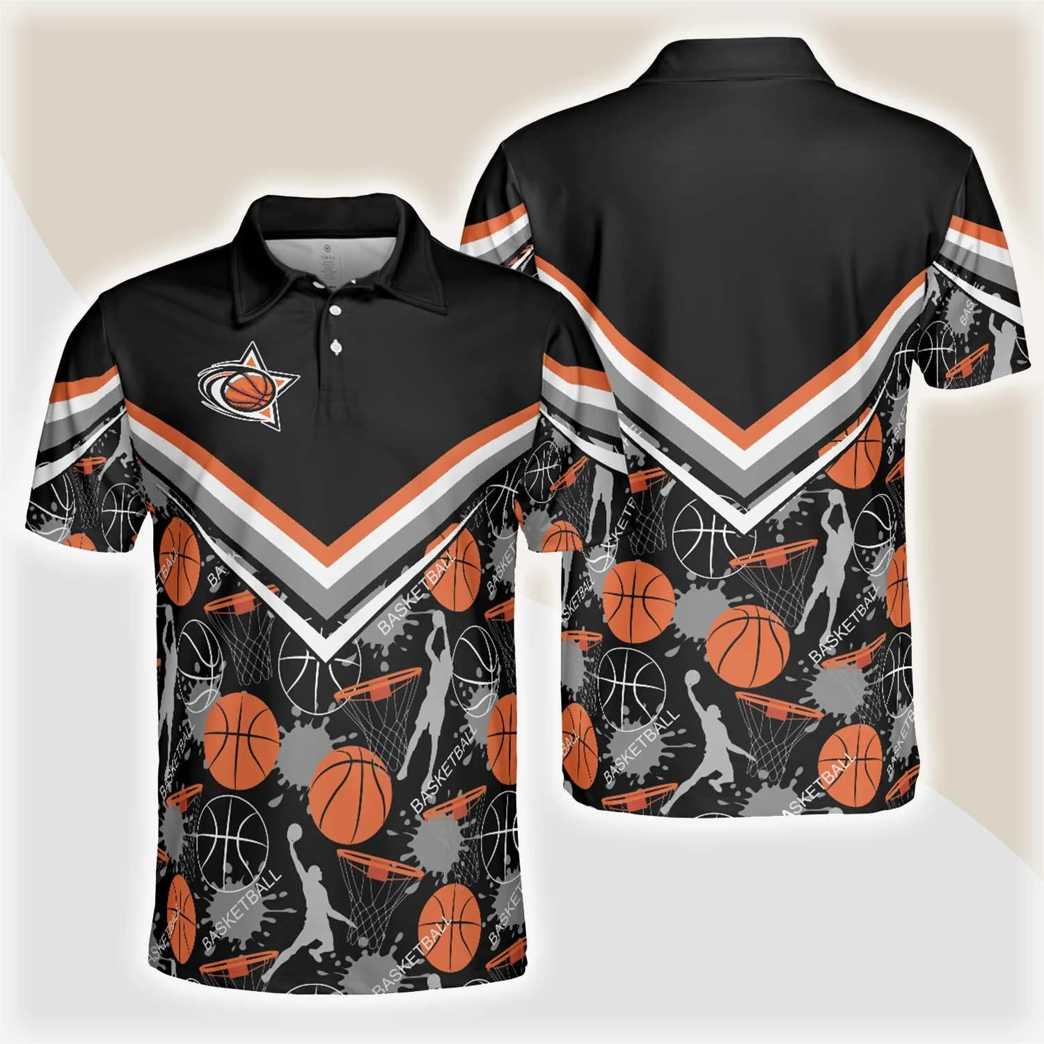 Basketball Men Polo Shirt, Basketball Pattern Polo Shirt, Black Basketball Polo Style Shirt - Gift For Basketball Lovers, Basketball Gift