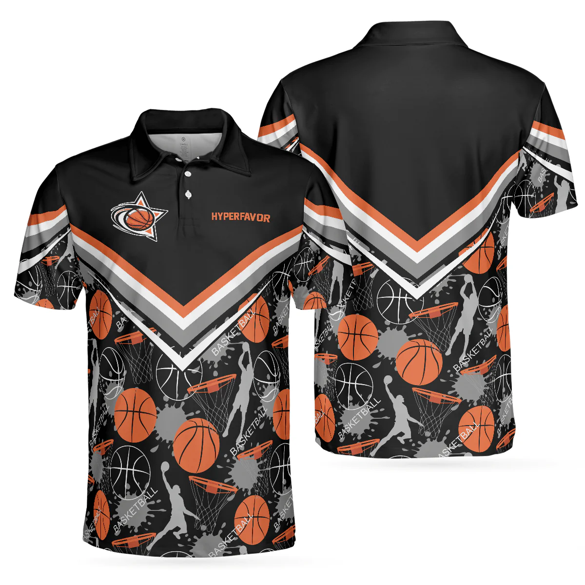 Basketball Men Polo Shirt, Basketball Pattern Polo Shirt, Black Basketball Polo Style Shirt - Gift For Basketball Lovers, Basketball Gift - Image 2