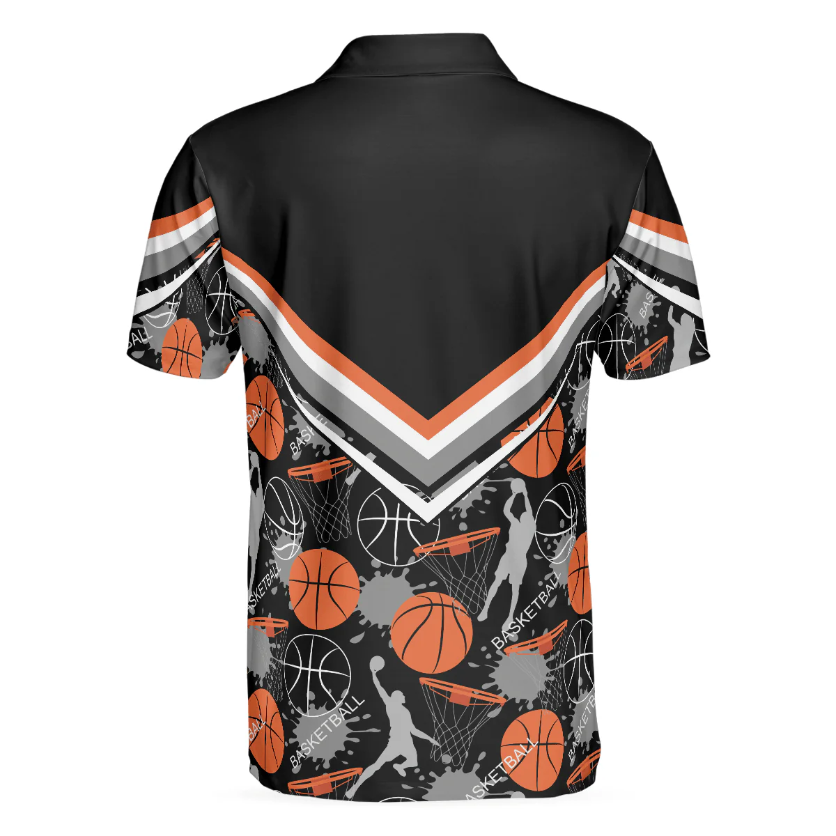 Basketball Men Polo Shirt, Basketball Pattern Polo Shirt, Black Basketball Polo Style Shirt - Gift For Basketball Lovers, Basketball Gift - Image 3