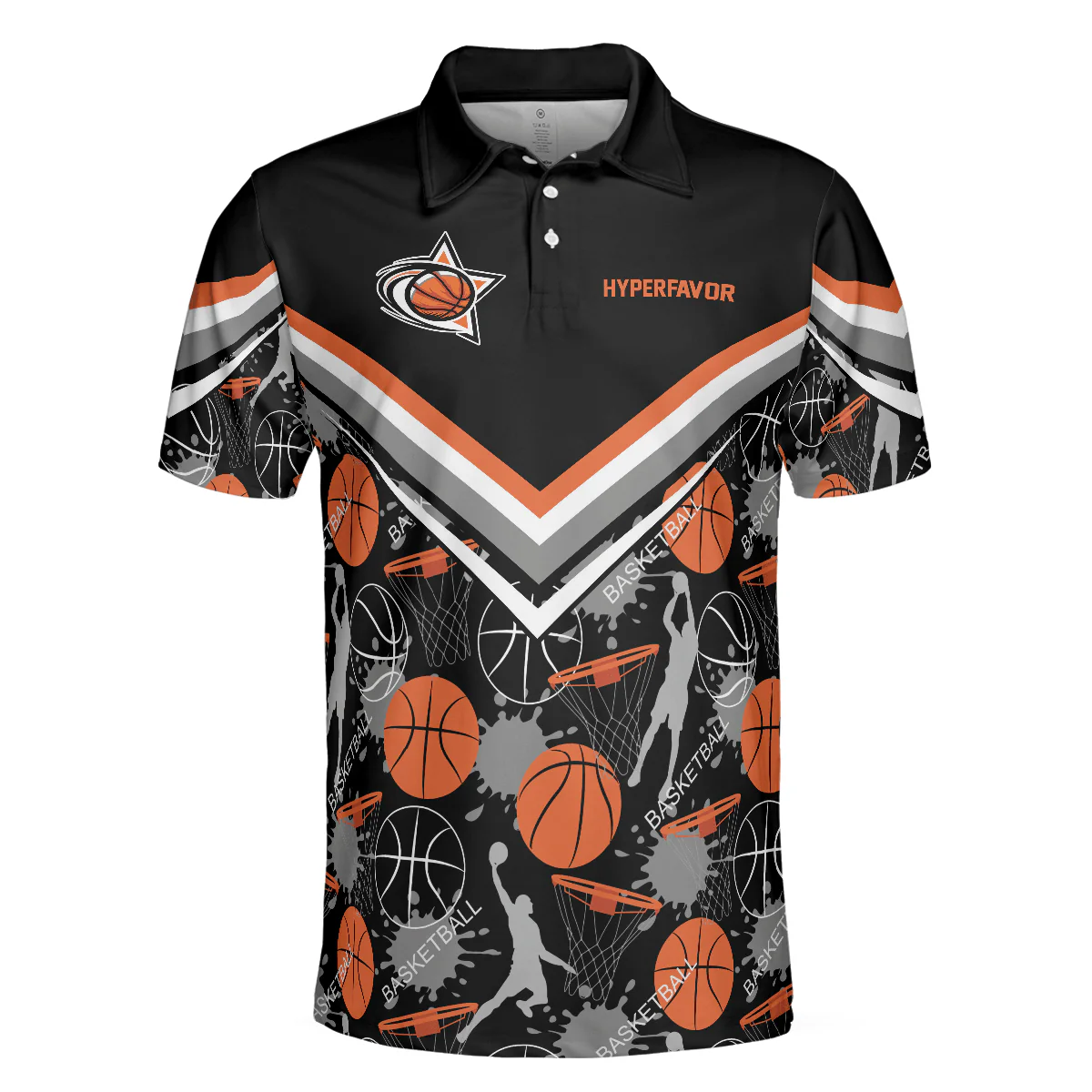Basketball Men Polo Shirt, Basketball Pattern Polo Shirt, Black Basketball Polo Style Shirt - Gift For Basketball Lovers, Basketball Gift - Image 4