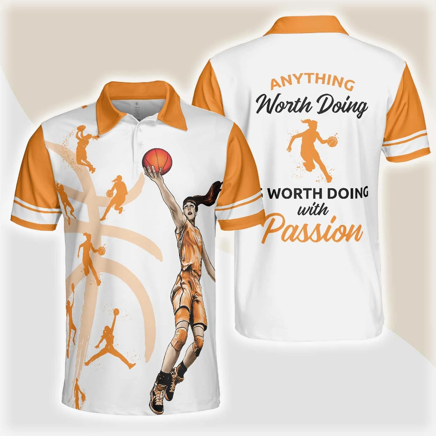 Basketball Men Polo Shirt, Basketball Player, Anything Worth Doing Is Worth Doing With Passion Basketball Polo Shirt - Gift For Men, Basketball Lovers
