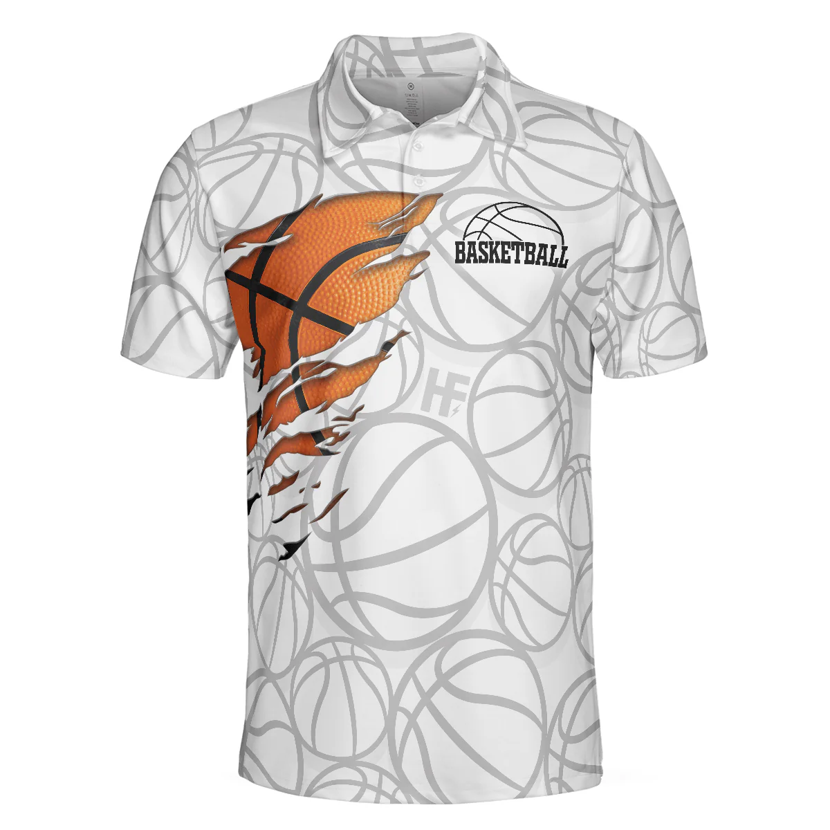 Basketball Men Polo Shirt, Basketball Player Polo Shirt, White Basketball Pattern Polo Shirt Design For Men, Basketball Players, Basketball Lovers - Image 4