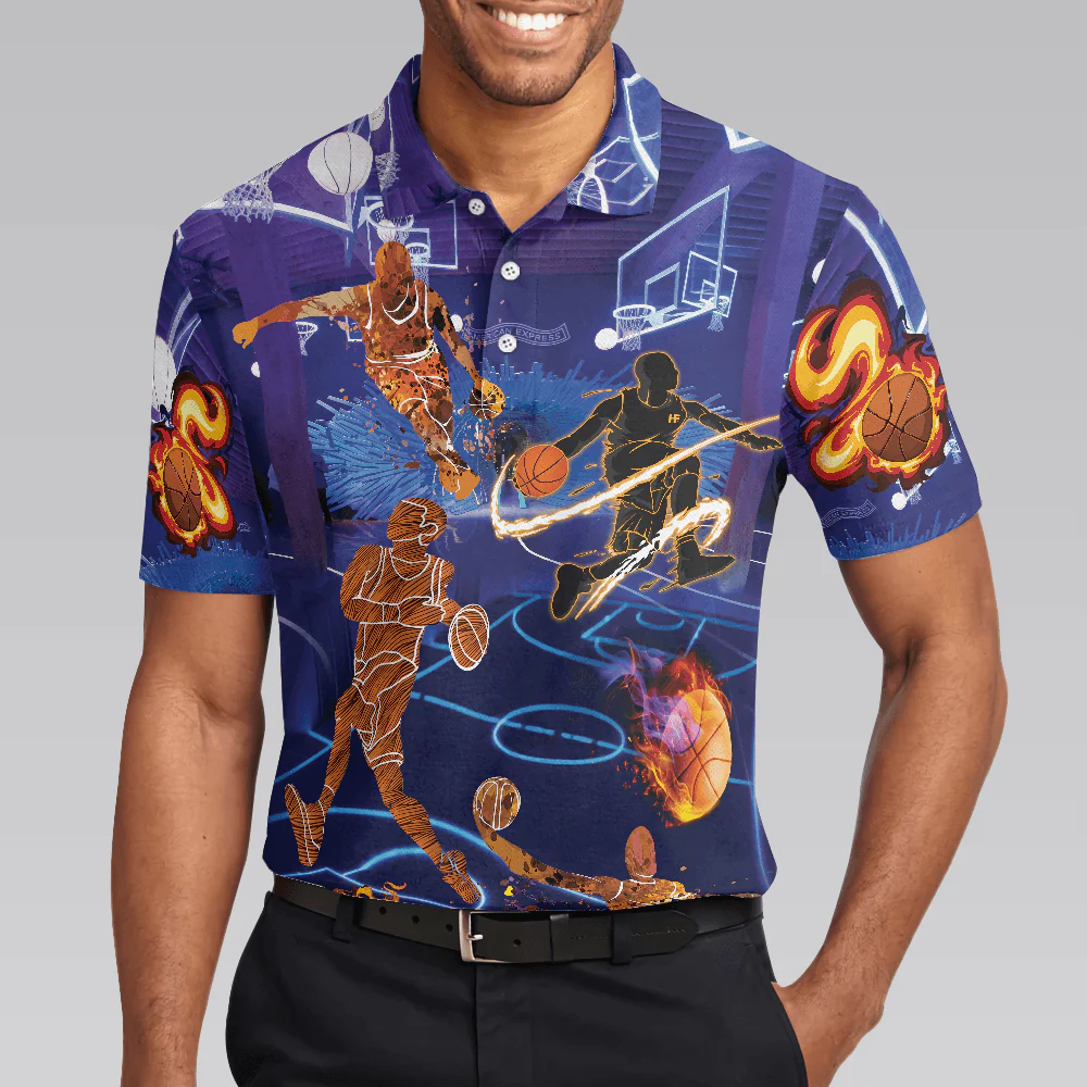Basketball Men Polo Shirt, It's In My DNA, Blue Basketball Shirt Design, Basketball Team Polo Shirt - Gift For Men, Basketball Lovers - Image 6