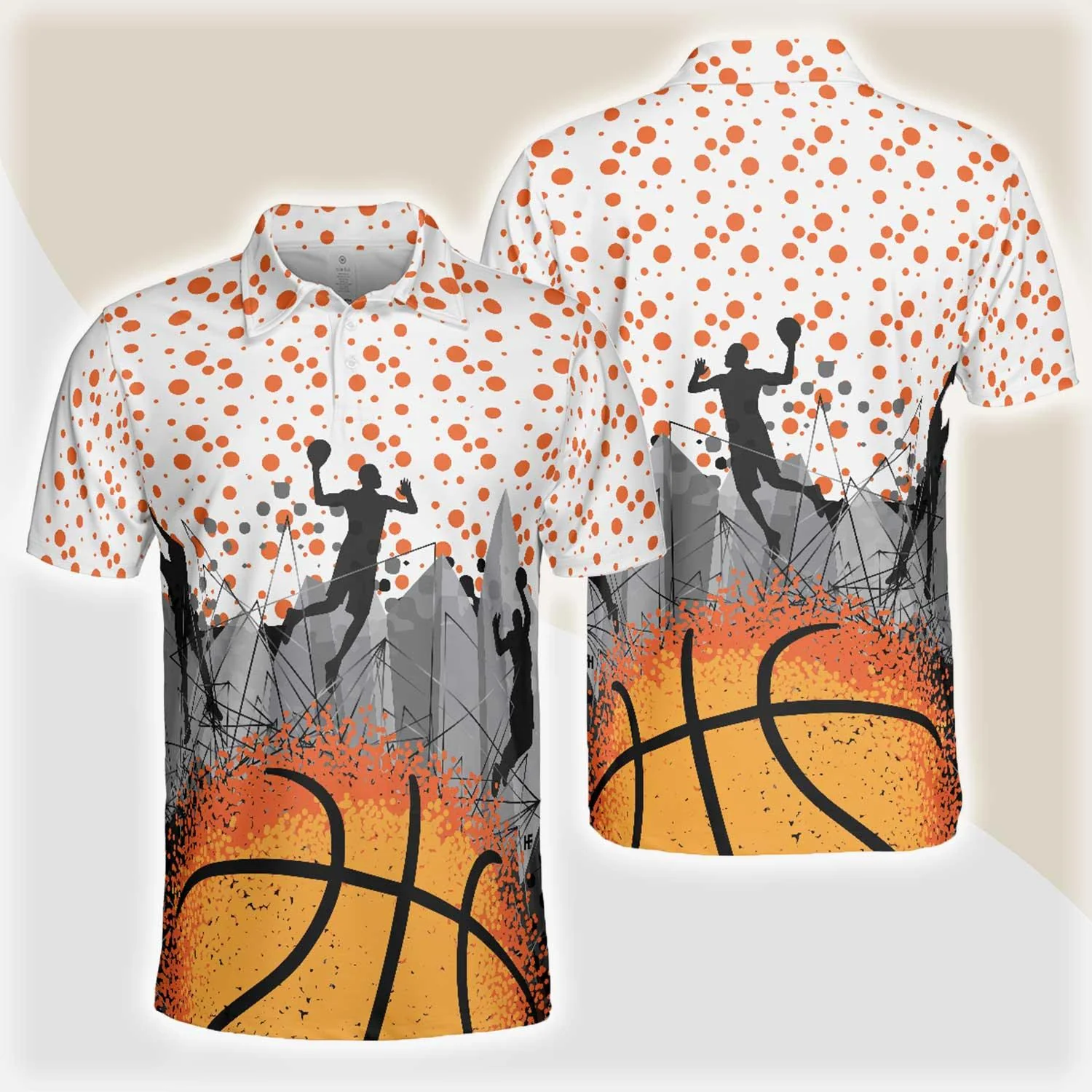 Basketball Men Polo Shirt, Sporty Pattern Polo Shirt, Best Basketball Themed Polo Style Shirt For Adults - Gift Idea For Men, Basketball Lovers