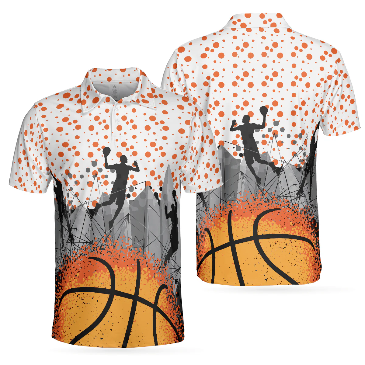 Basketball Men Polo Shirt, Sporty Pattern Polo Shirt, Best Basketball Themed Polo Style Shirt For Adults - Gift Idea For Men, Basketball Lovers - Image 2