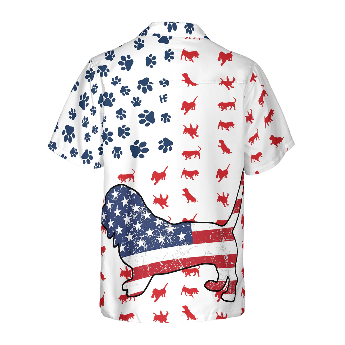 Basset Hound Hawaiian Shirt, Basset Hound American Flag Aloha Shirt For Men - Perfect Gift For Basset Hound Lover, Husband, Boyfriend, Friend, Family - Image 3