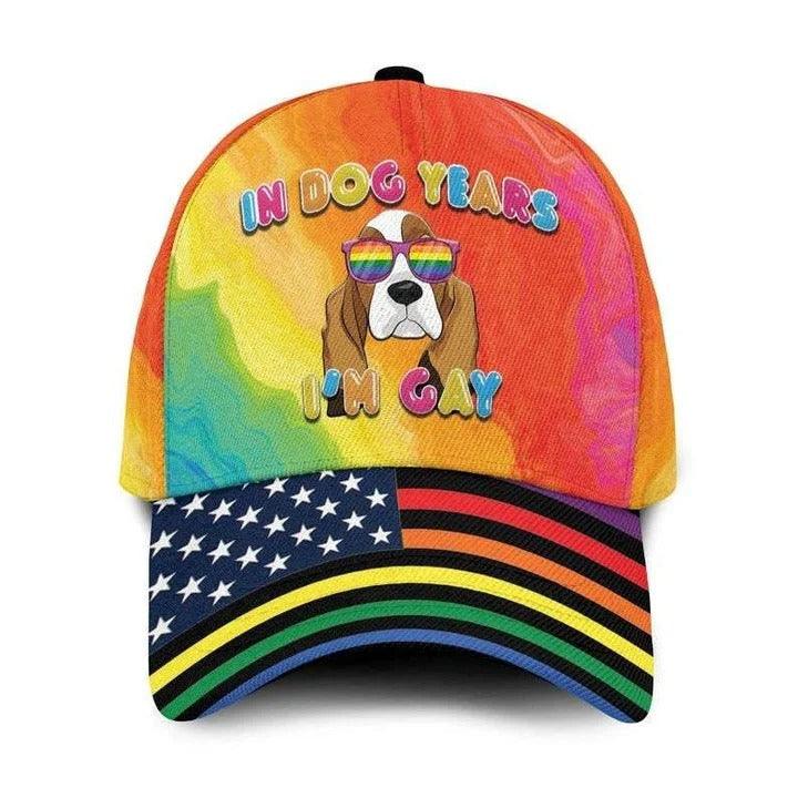 Beagle LGBT Cap, Beagle In Dog Years I'm Gay Pride Rainbow Colors Classic Cap Hat For Men And Women, Perfect LGBT Gift For Friend, Couple, Dog Lovers