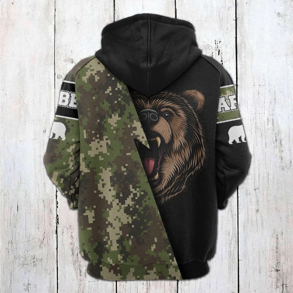 Bear And Camouflage Pattern Pullover Premium Hoodie, Perfect Gift And Outfit For Bear Lovers - Image 3