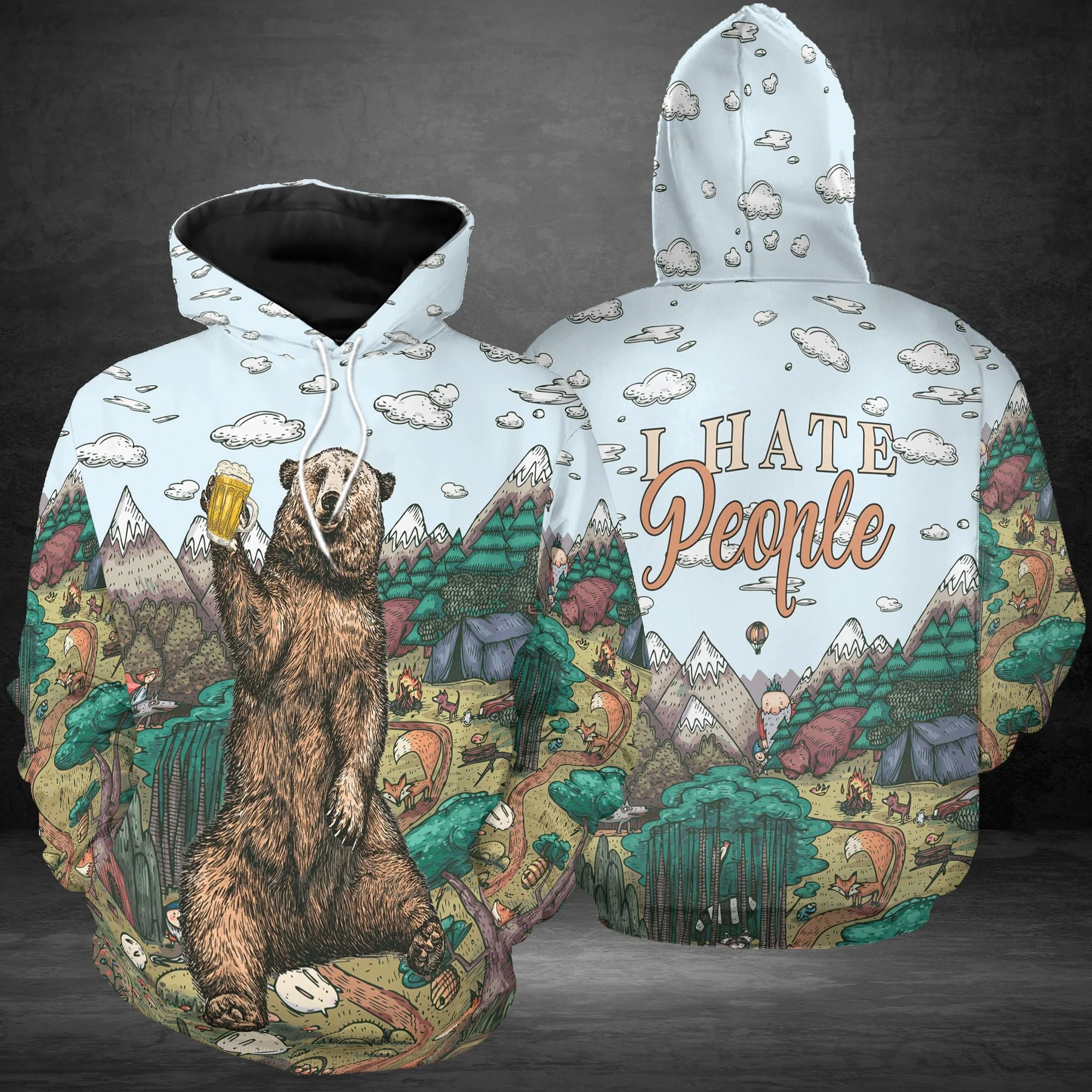 Bear Pullover Premium Hoodie I Hate People, Perfect Outfit For Men And Women On Christmas New Year Autumn Winter - Image 3