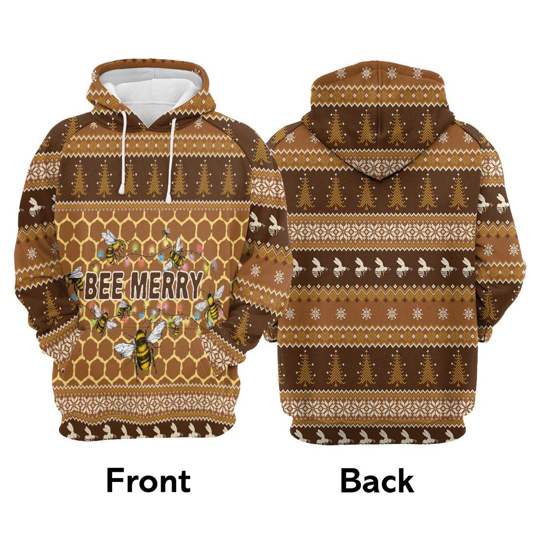 Bee Premium Christmas Hoodie, Bee Merry Christmas Unisex Hoodie For Men & Women - Perfect Gift For Christmas, Bee Lover - Image 3