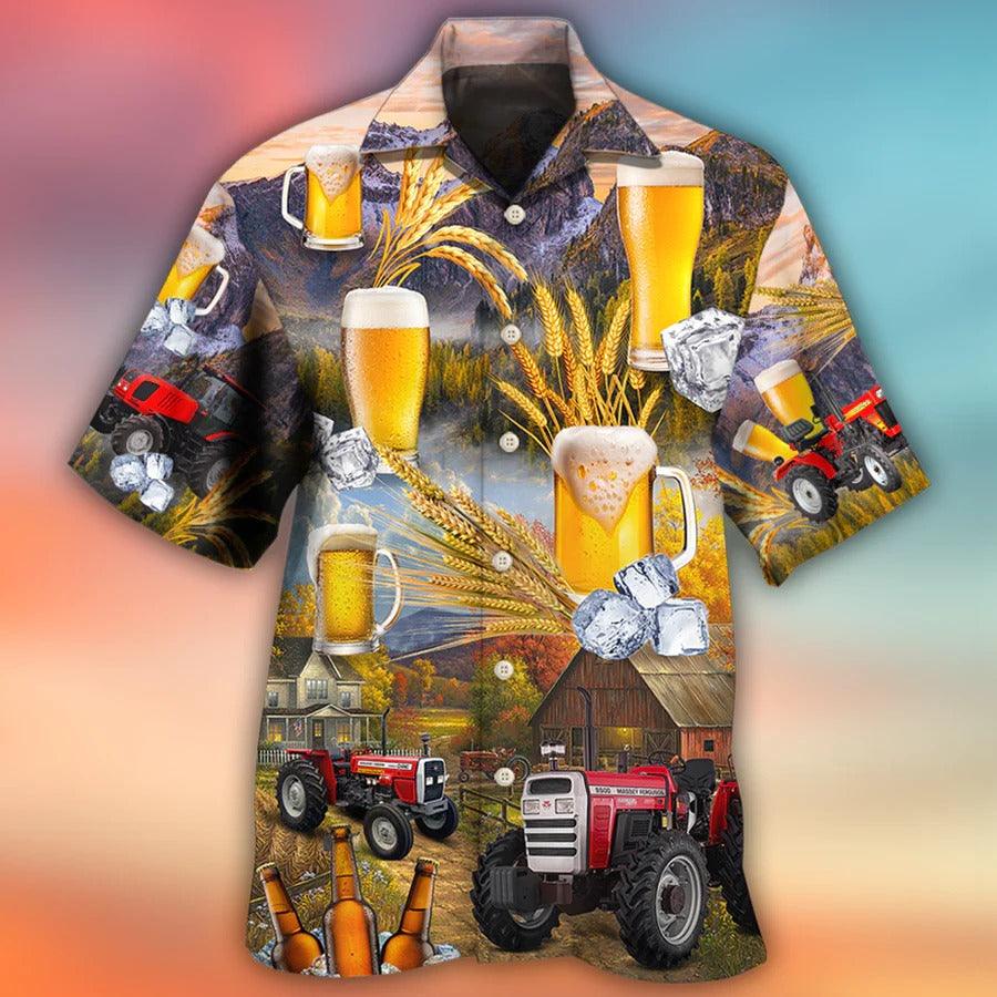 Beer Hawaiian Shirt, Autumn Farm, Beer And Tractor Aloha Shirt For Men And Women - Perfect Gift For Beer Lovers, Farm Lovers - Image 2