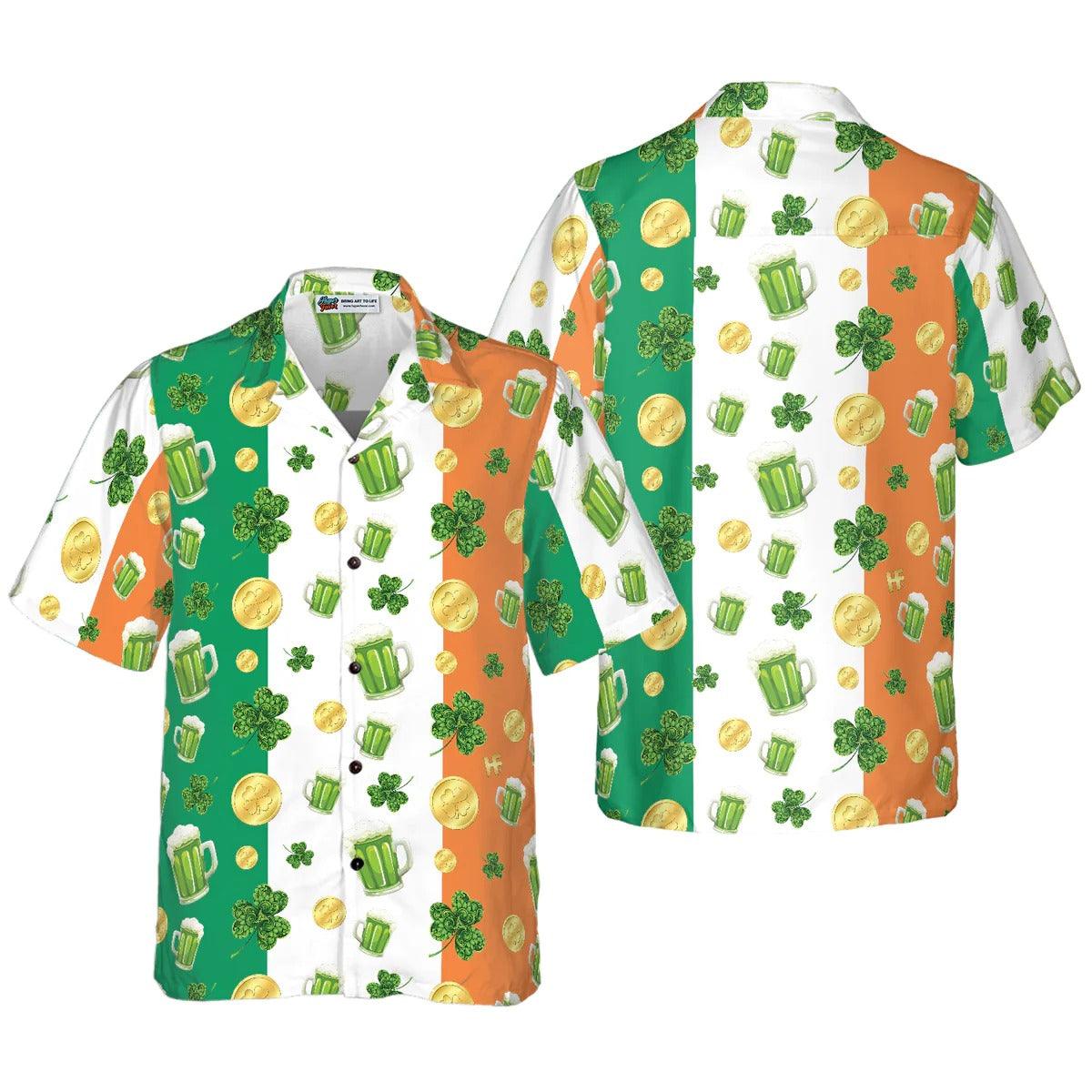 Beer Hawaiian Shirt, Beer Shamrock And Coin St Patrick's Day Hawaiian Shirt - Perfect Gift For Lover, Friend, Family - Image 3