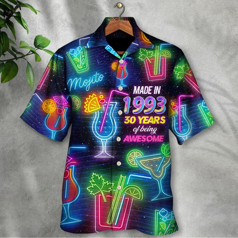 Beer Hawaiian Shirt, Cocktail Drinking, Cocktail Made In 1993 Neon Style Aloha Shirt For Men And Women - Perfect Gift For Beer Lovers, Cocktail Lovers - Image 2