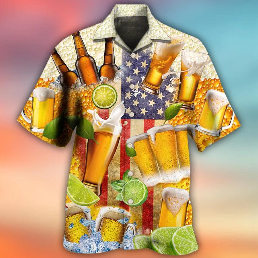 Beer Hawaiian Shirt, Cold Beer, Lemon, Beer Independence Day America Aloha Shirt For Men And Women - Perfect Gift For Beer Lovers, Summer - Image 2