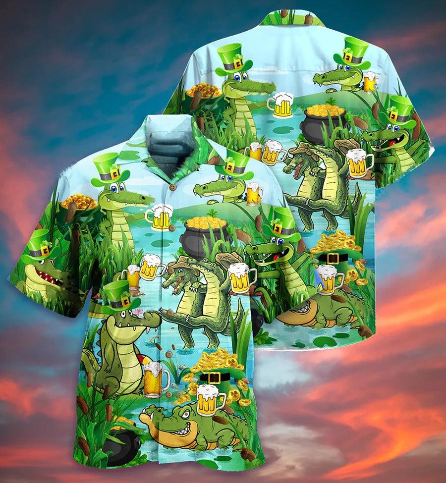 Beer Hawaiian Shirt, Crocodile Drinking Beer, Crocodile Loves Beer Everyday Aloha Shirt For Men And Women - Perfect Gift For Beer Lovers, Summer
