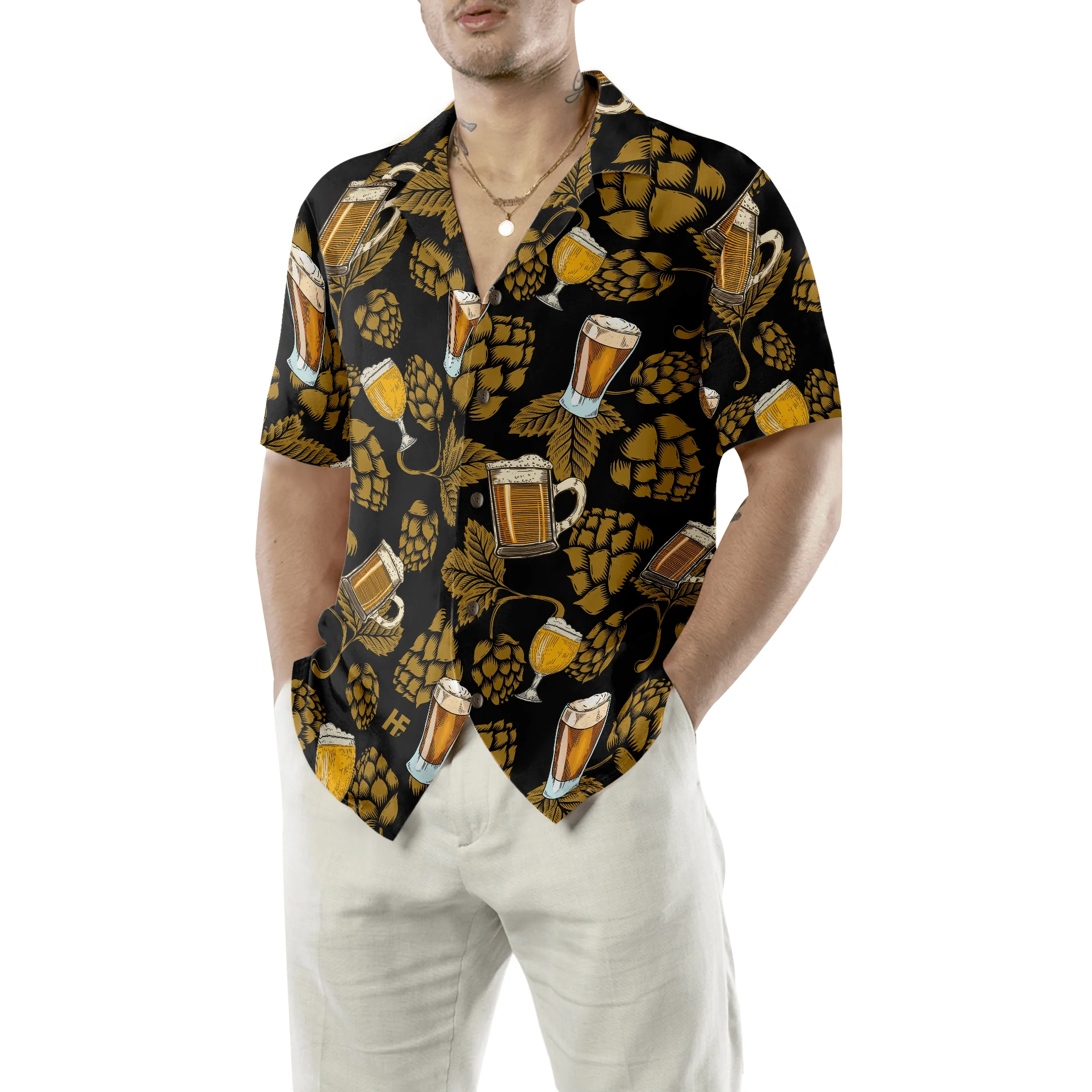 Beer Hawaiian Shirt, Hop Cones Beer Glass Hawaiian Shirt, Colorful Summer Aloha Shirt For Men Women, Gift For Friend, Family, Husband, Wife - Image 5