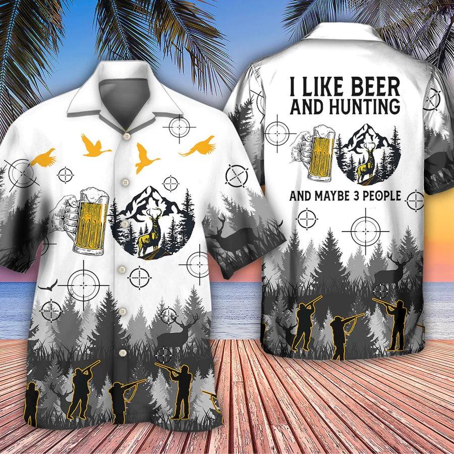 Beer Hawaiian Shirt, Hunting Beer, I Like Beer And Hunting Aloha Shirt For Men And Women - Perfect Gift For Beer Lovers, Hunter