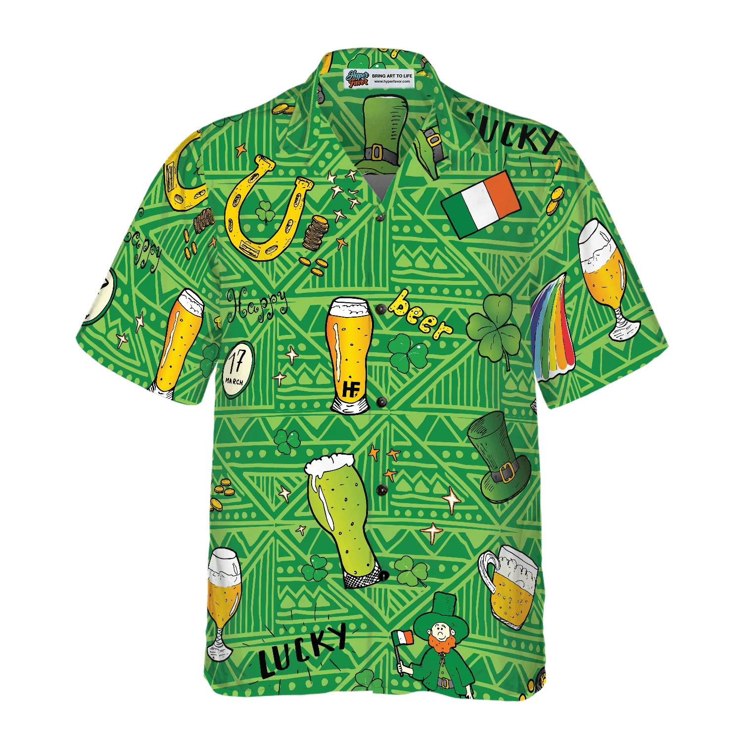 Beer Hawaiian Shirt, Ireland Pattern Happy Saint Patrick's Day Beer Hawaiian Shirt, Colorful Summer Aloha Shirt For Men Women, Gift For Family, Friend - Image 2