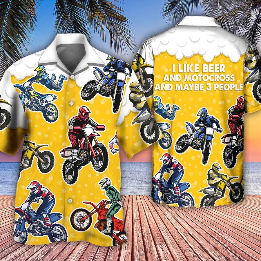 Beer Hawaiian Shirt, Motor Racing, I Like Beer And Motocross Style Aloha Shirt For Men And Women - Perfect Gift For Beer Lovers, Racer