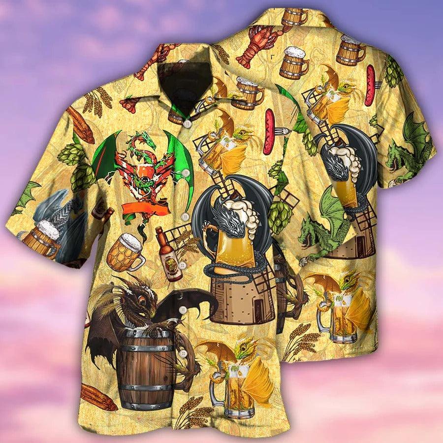Beer Hawaiian Shirt, Tropical Beer, Drink Beer, Dragon Drunkgon Loves Beer Aloha Shirt For Men And Women - Perfect Gift For Beer Lovers, Summer