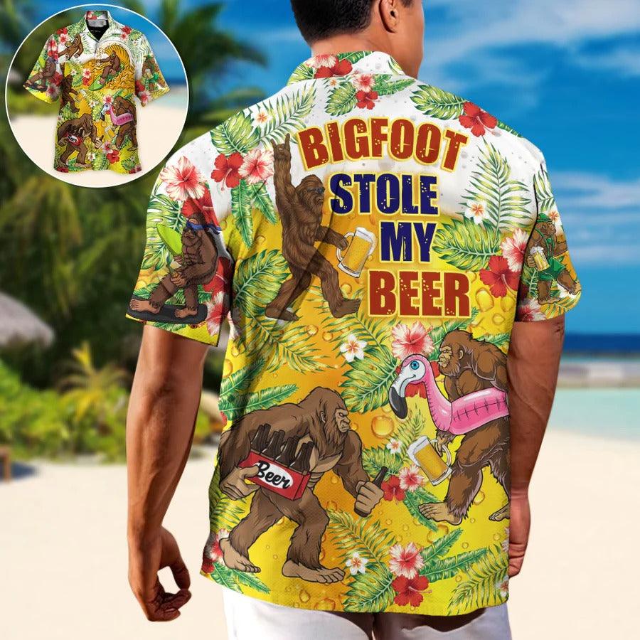 Beer Hawaiian Shirt, Tropical Leaf, Bigfoot Drink Beer, Bigfoot Stole My Beer Aloha Shirt For Men And Women - Perfect Gift For Beer Lovers, Summer - Image 2