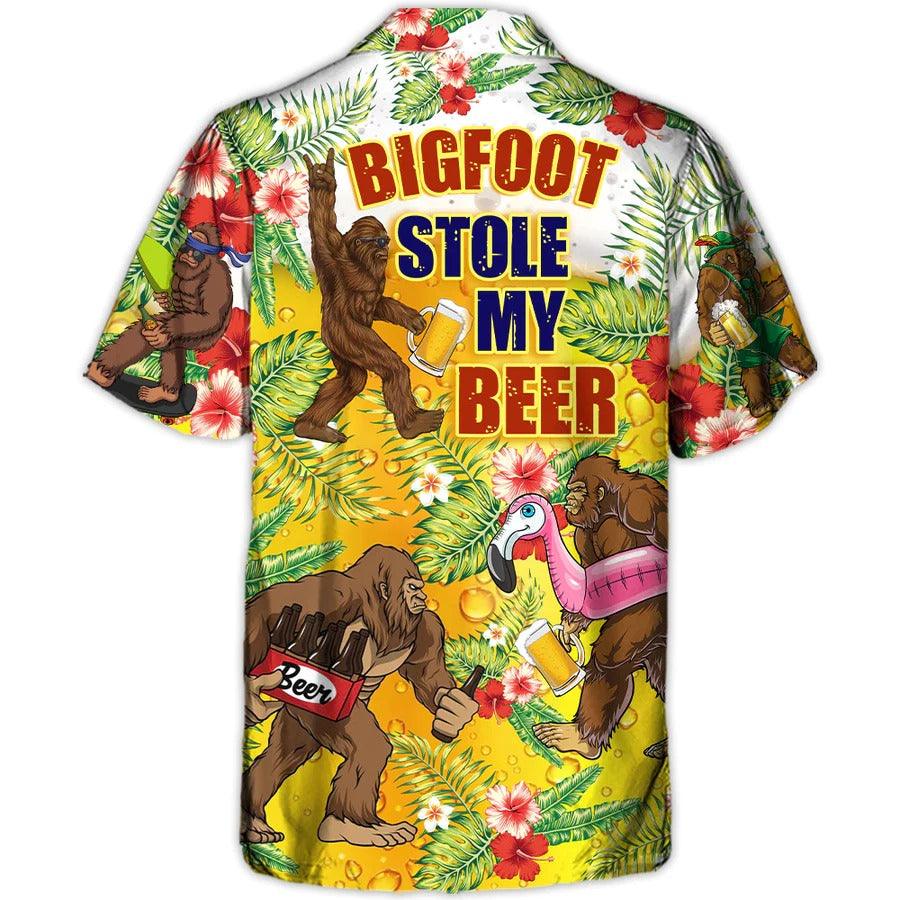 Beer Hawaiian Shirt, Tropical Leaf, Bigfoot Drink Beer, Bigfoot Stole My Beer Aloha Shirt For Men And Women - Perfect Gift For Beer Lovers, Summer - Image 3