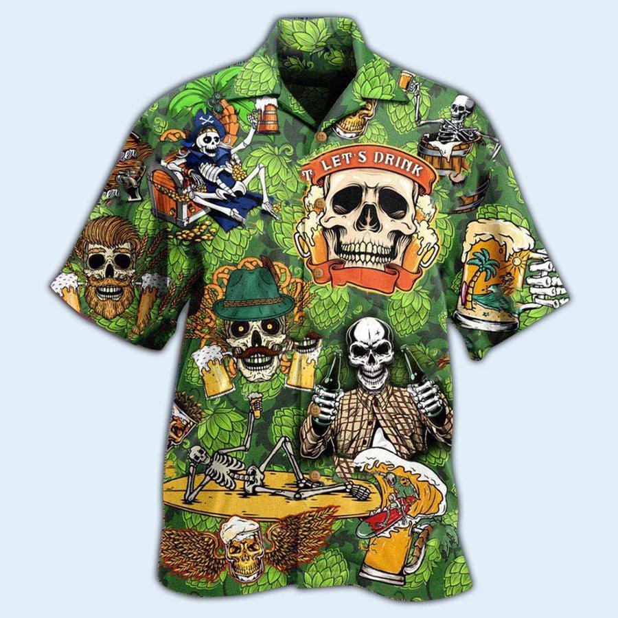 Beer Hawaiian Shirt, Tropical Summer, Skull Drink Beer, Let's Drink Beer Aloha Shirt For Men And Women - Perfect Gift For Beer Lovers, Summer - Image 2