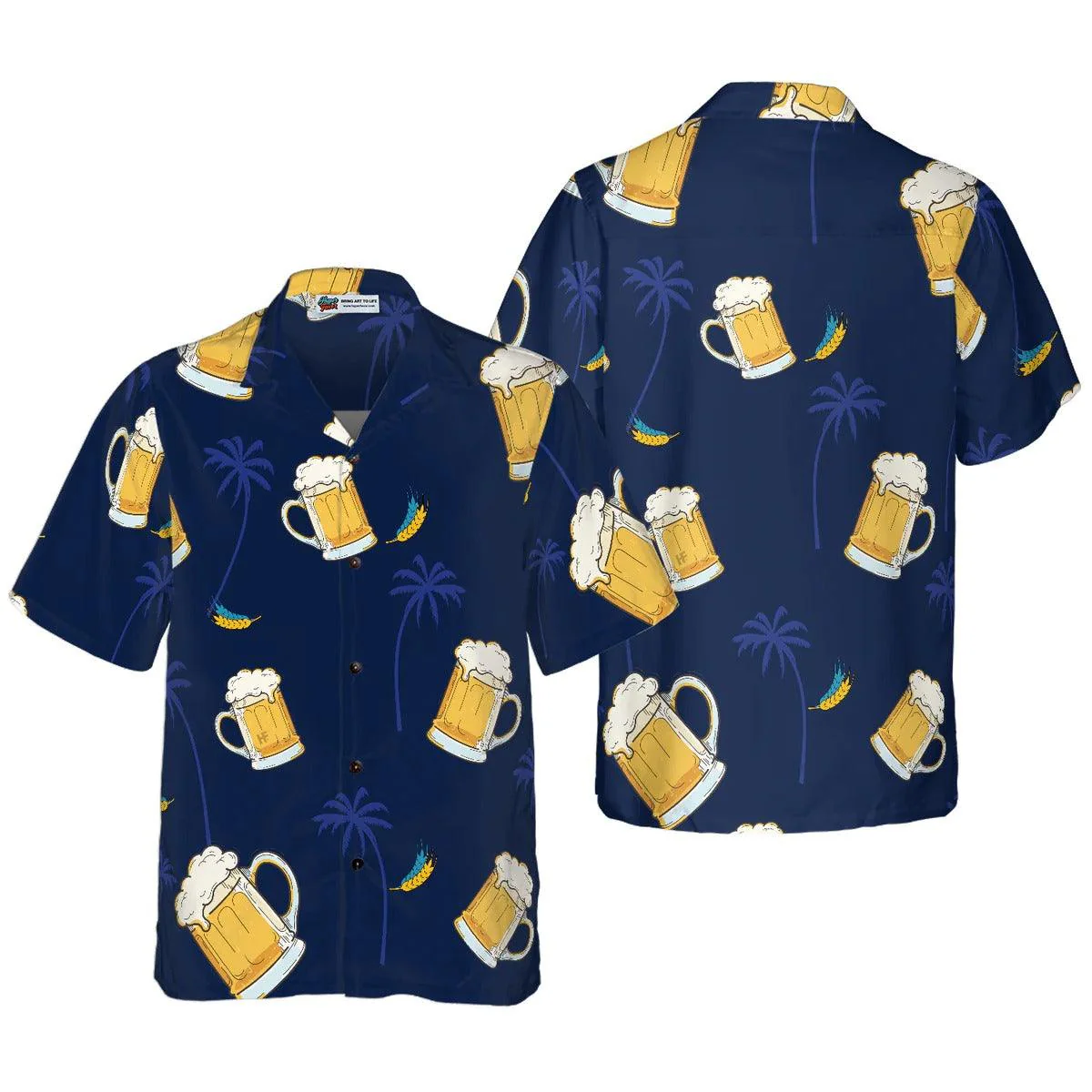 Beer Palm Tree Pattern Hawaiian Shirt, Beer Hawaiian Shirt, Tropical Aloha Shirt For Men Women, Perfect Gift For Husband, Wife, Friend, Family