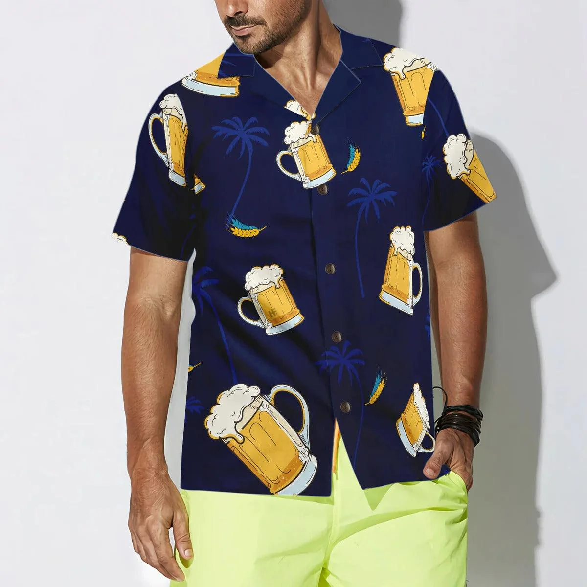 Beer Palm Tree Pattern Hawaiian Shirt, Beer Hawaiian Shirt, Tropical Aloha Shirt For Men Women, Perfect Gift For Husband, Wife, Friend, Family - Image 4