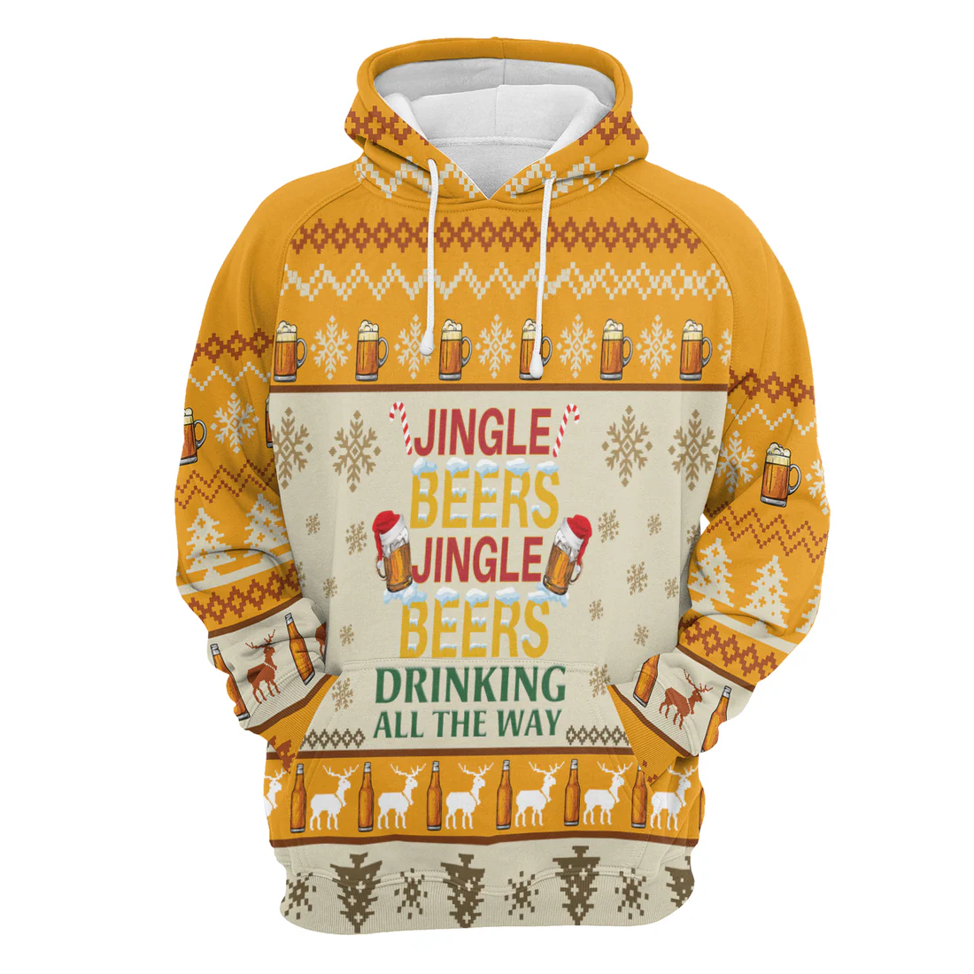 Beer Premium Christmas Hoodie, Jingle Beers Drinking All The Way Christmas Unisex Hoodie For Men & Women - Perfect Gift For Christmas, Beer Lovers - Image 4