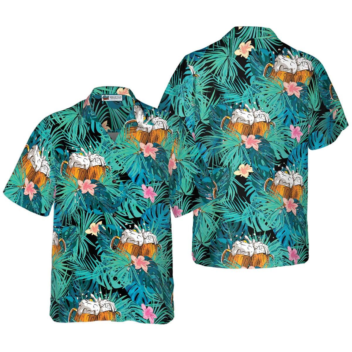 Beer Tropical Pattern Hawaiian Shirt, Beer Hawaiian Shirt, Tropical Aloha Shirt For Men Women, Perfect Gift For Husband, Wife, Friend, Family