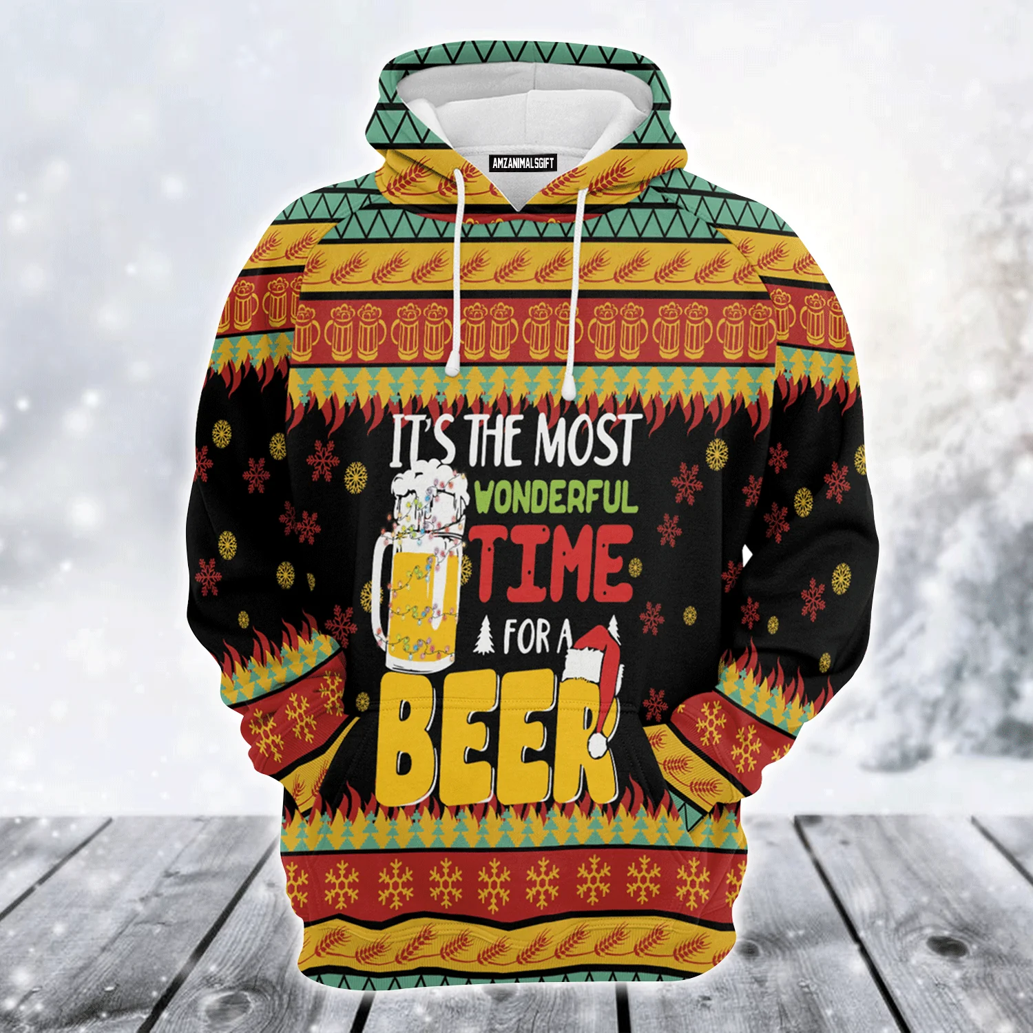 Beer Xmas Premium Christmas Hoodie, It's The Most Wonderful Time For A Beer Unisex Hoodie For Men & Women - Perfect Gift For Christmas, Beer Lovers - Image 2